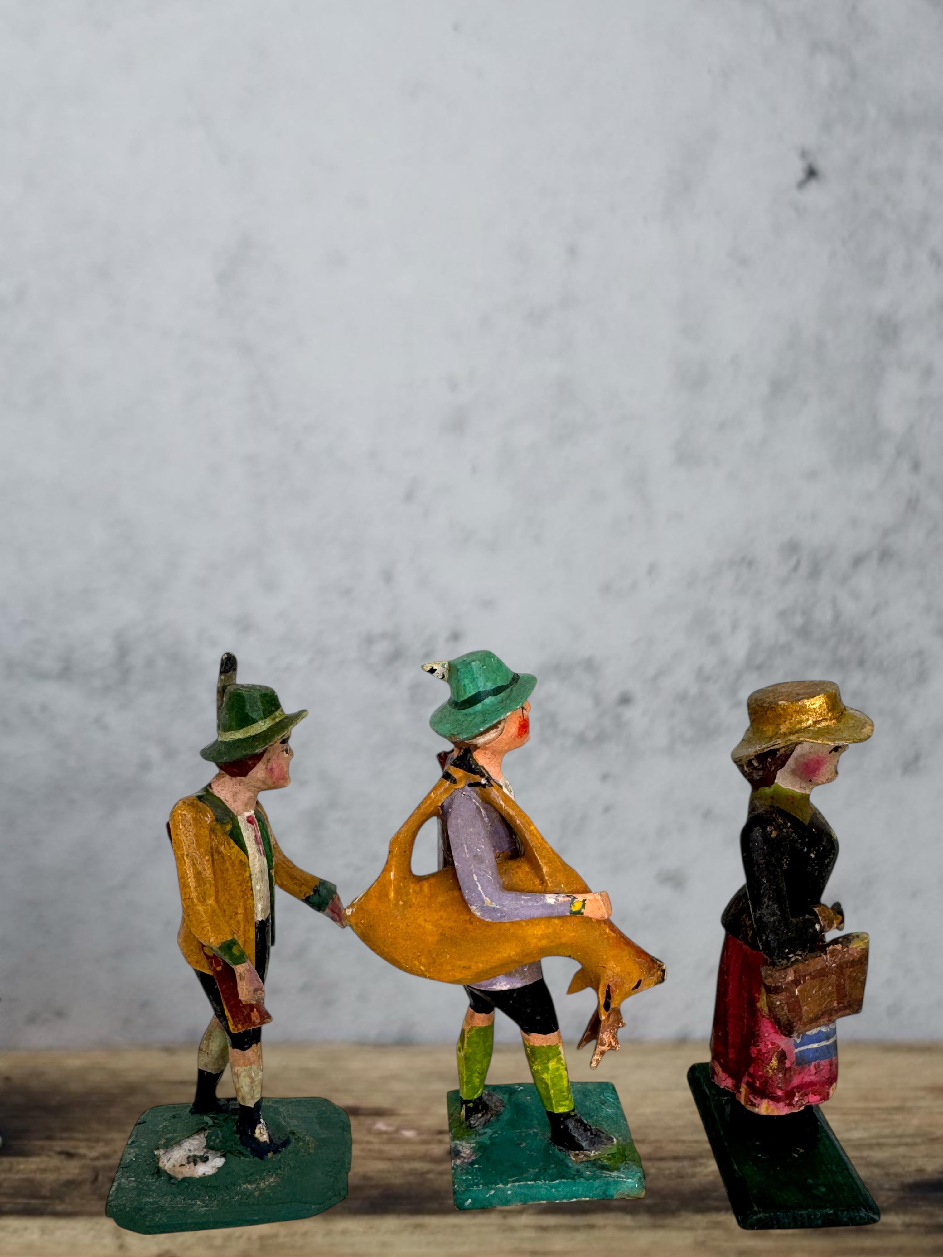 Antique Grulich Christmas Nativity Figure Lot, late 19th Century Folk Art en venta 2