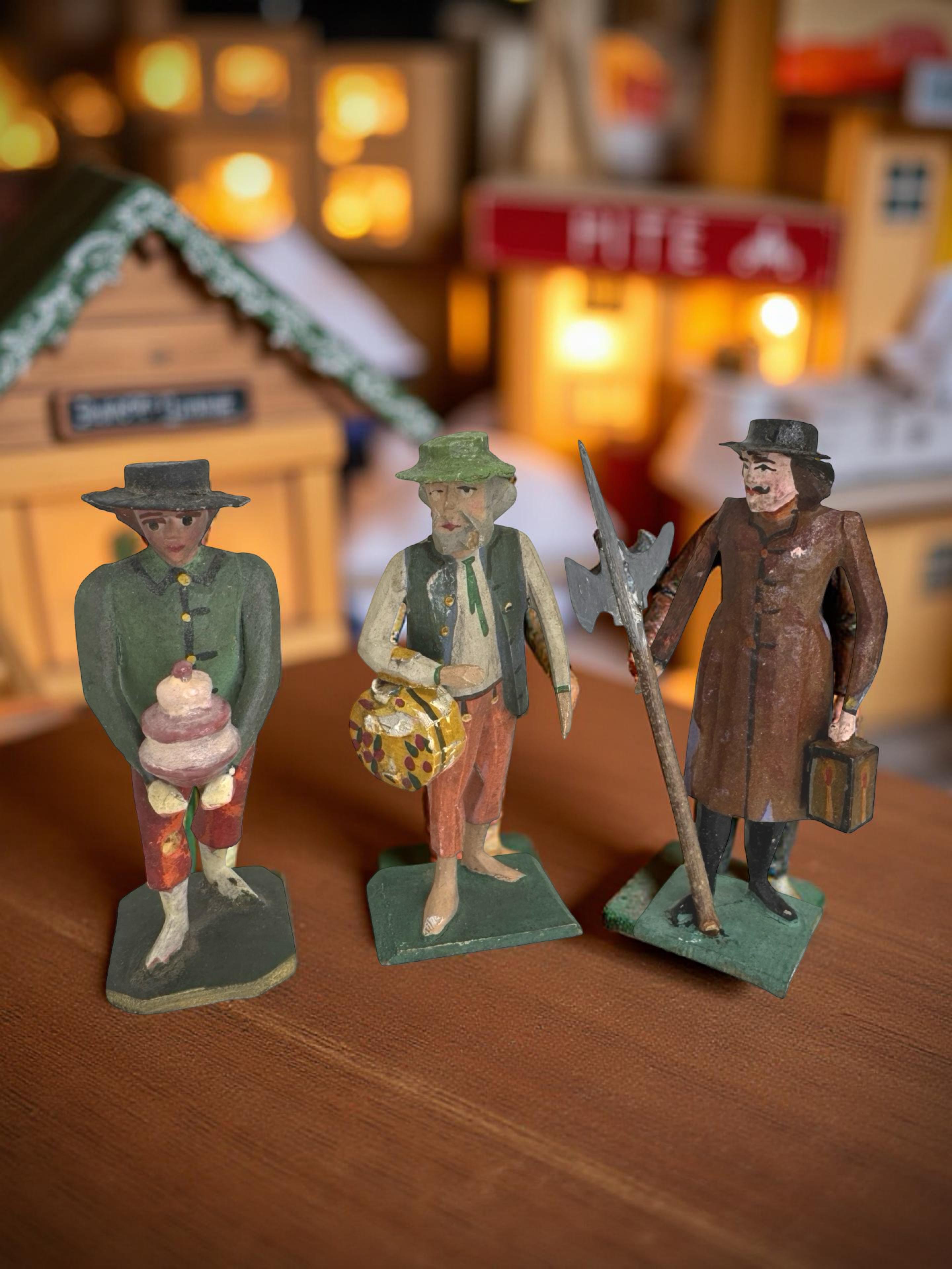 Antique Grulich Christmas Nativity Figure Lot, late 19th Century Folk Art en venta 3