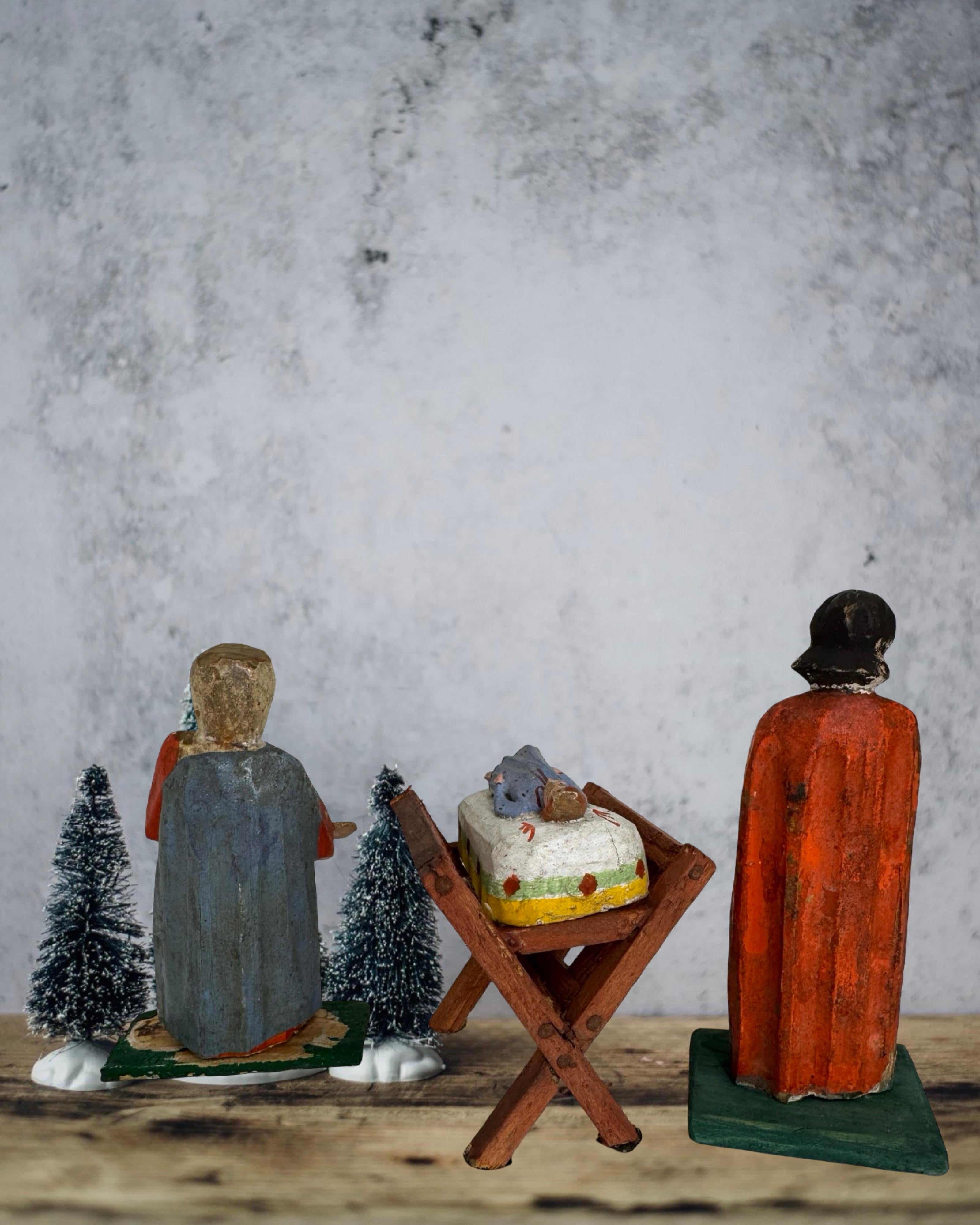 Antique Grulich Christmas Nativity Figure Lot, late 19th Century Folk Art im Angebot 4