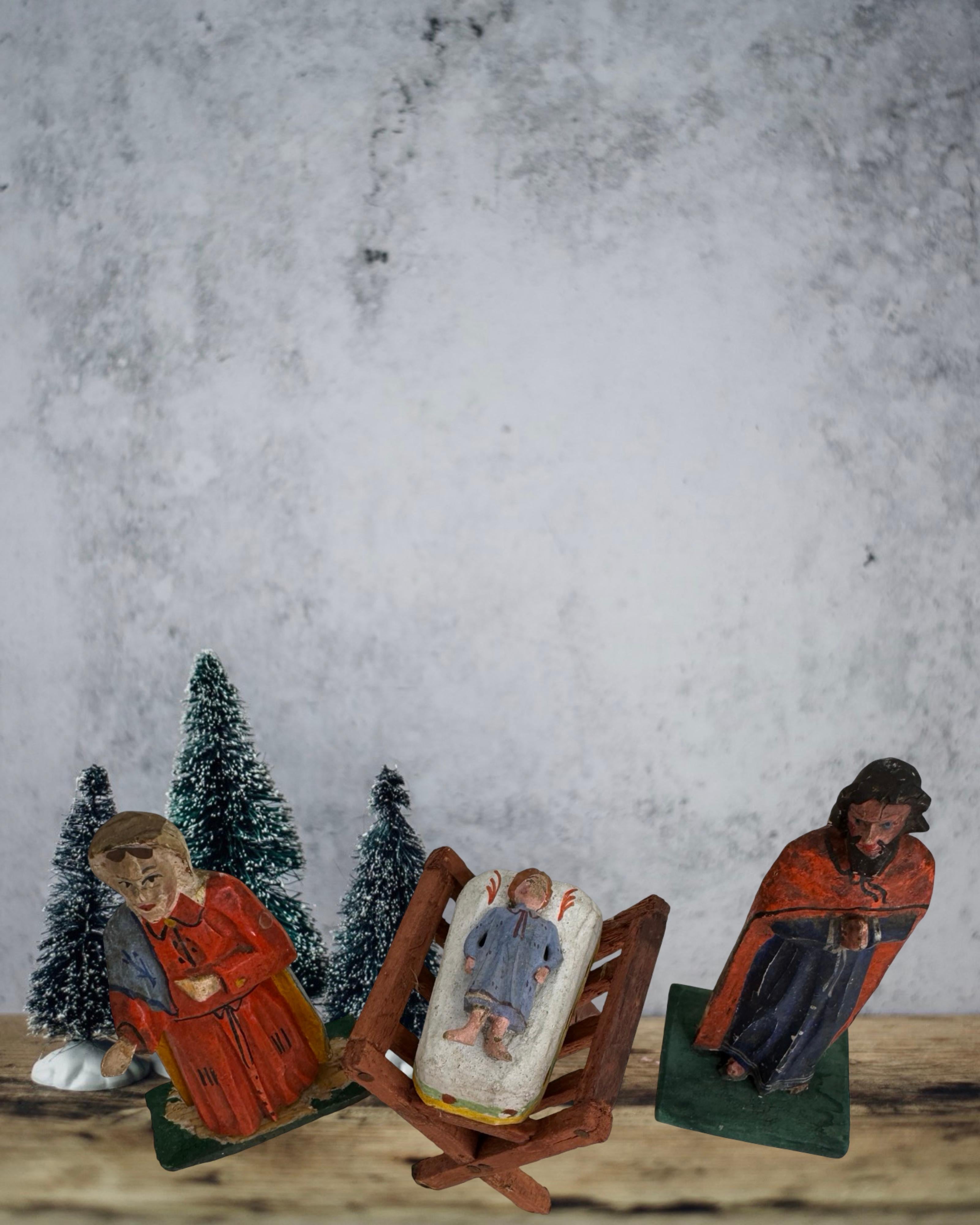 Antique Grulich Christmas Nativity Figure Lot, late 19th Century Folk Art im Angebot 5