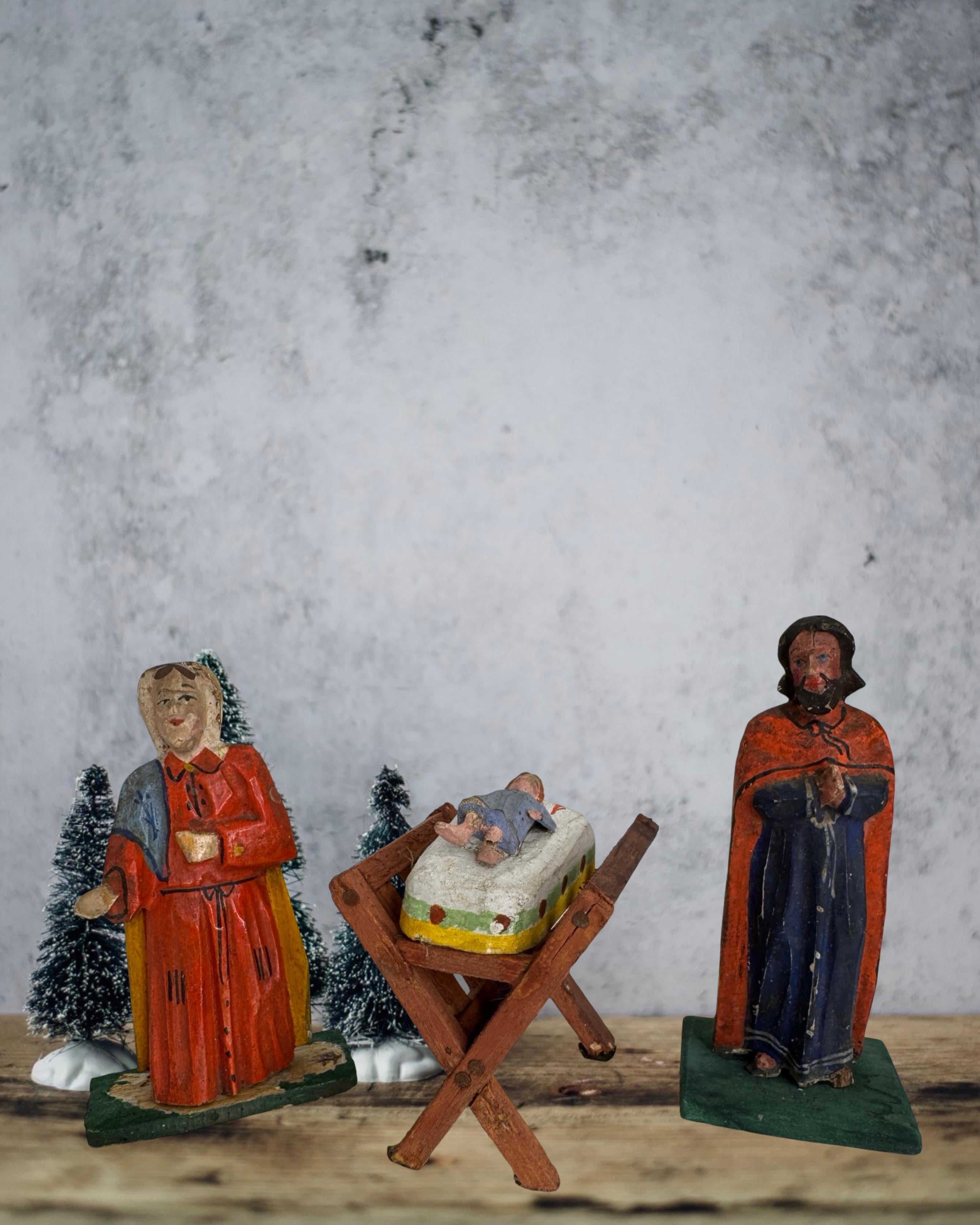 Antique Grulich Christmas Nativity Figure Lot, late 19th Century Folk Art im Angebot 6