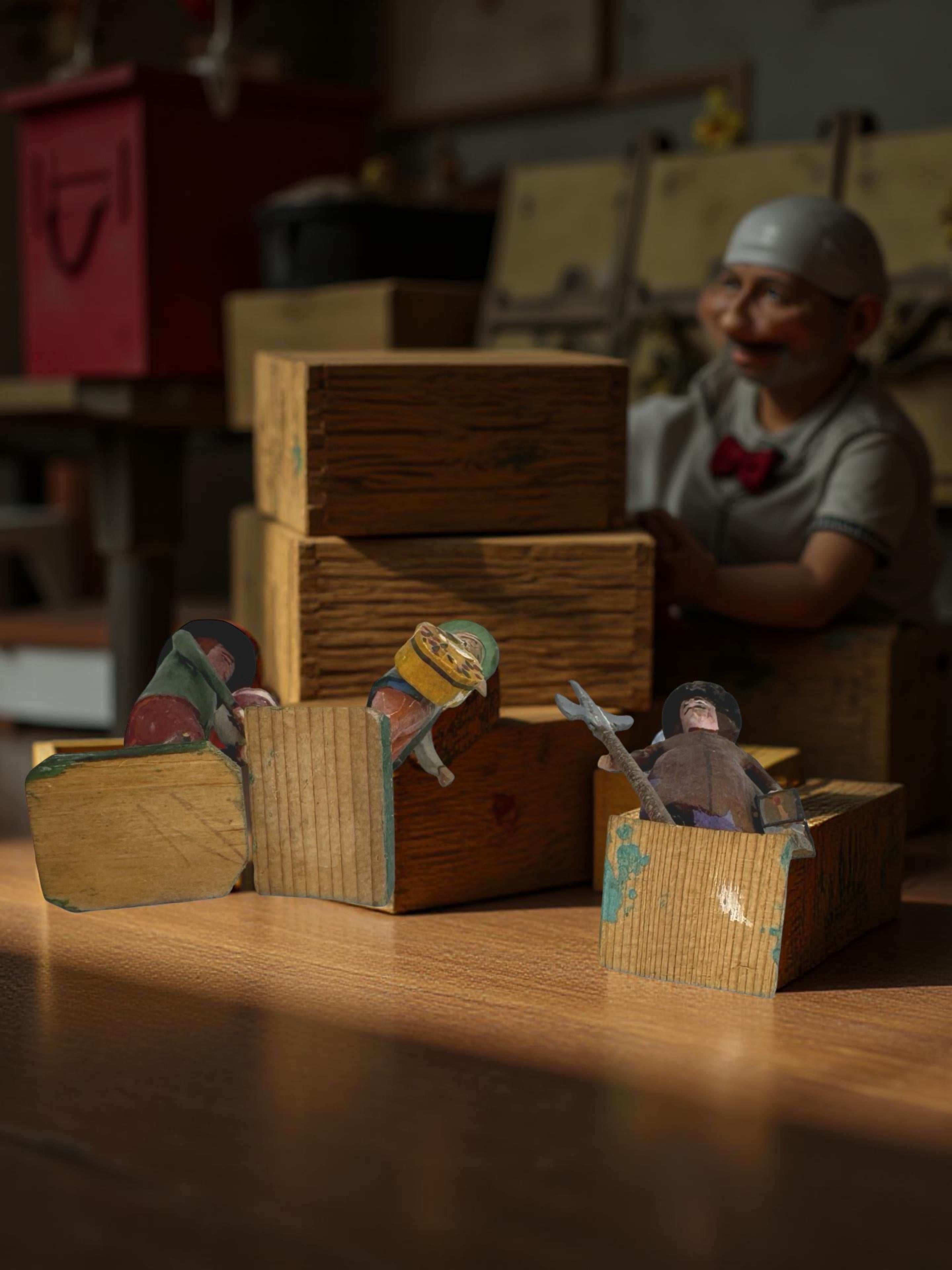 Antique Grulich Christmas Nativity Figure Lot, late 19th Century Folk Art en venta 7