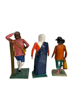 Antique Grulich Christmas Nativity Figure Lot, late 19th Century Folk Art
