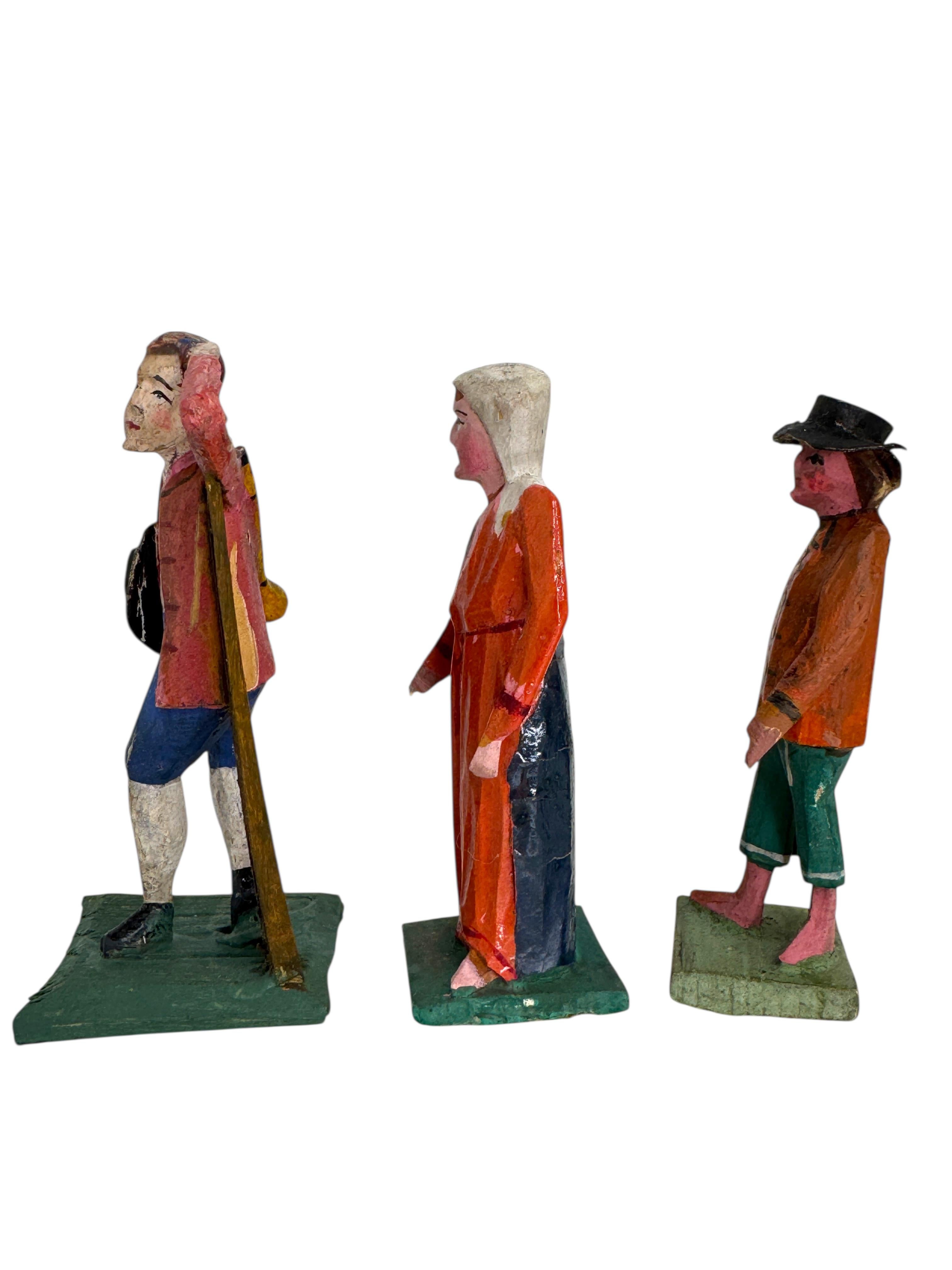 Antique Grulich Christmas Nativity Figure Lot, late 19th Century Folk Art Arte popular en venta