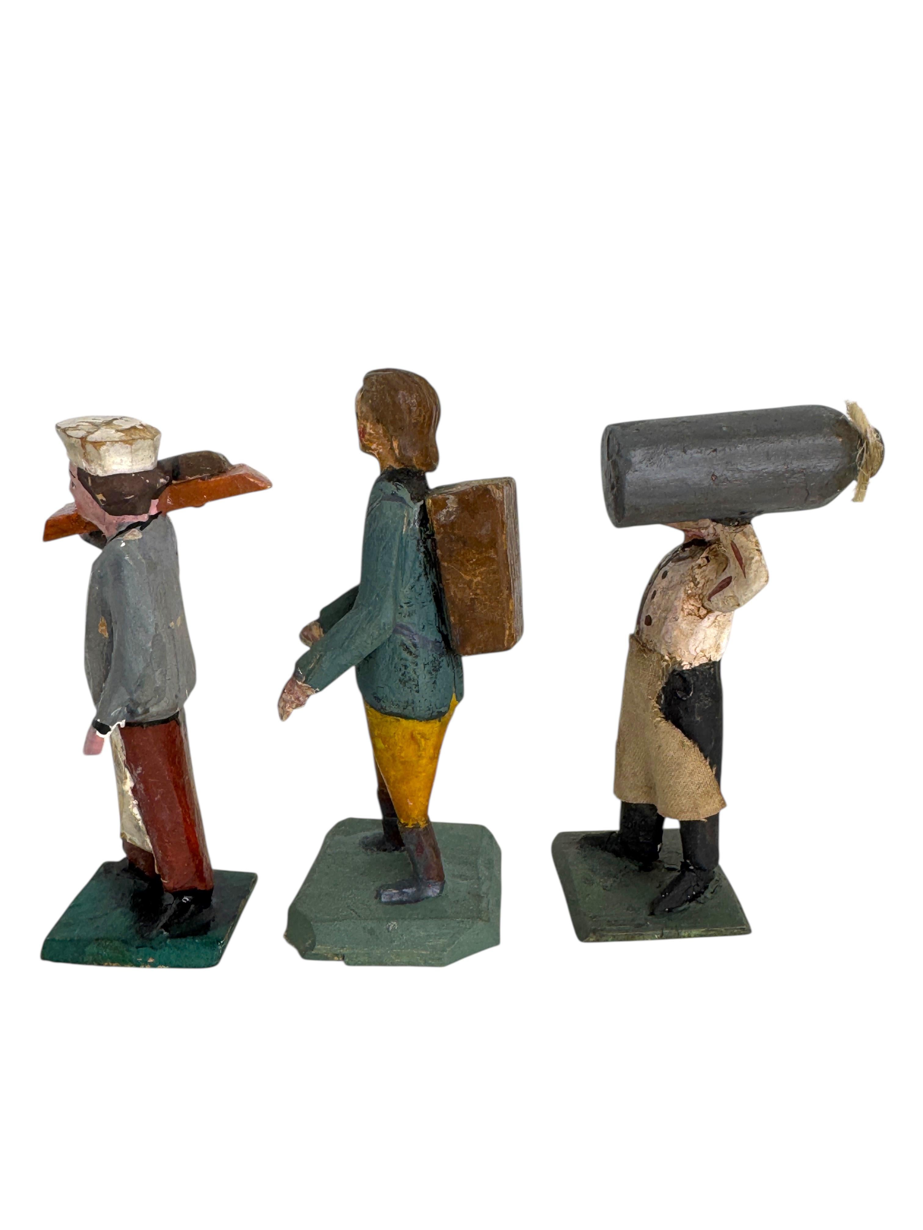 Antique Grulich Christmas Nativity Figure Lot, late 19th Century Folk Art Arte popular en venta