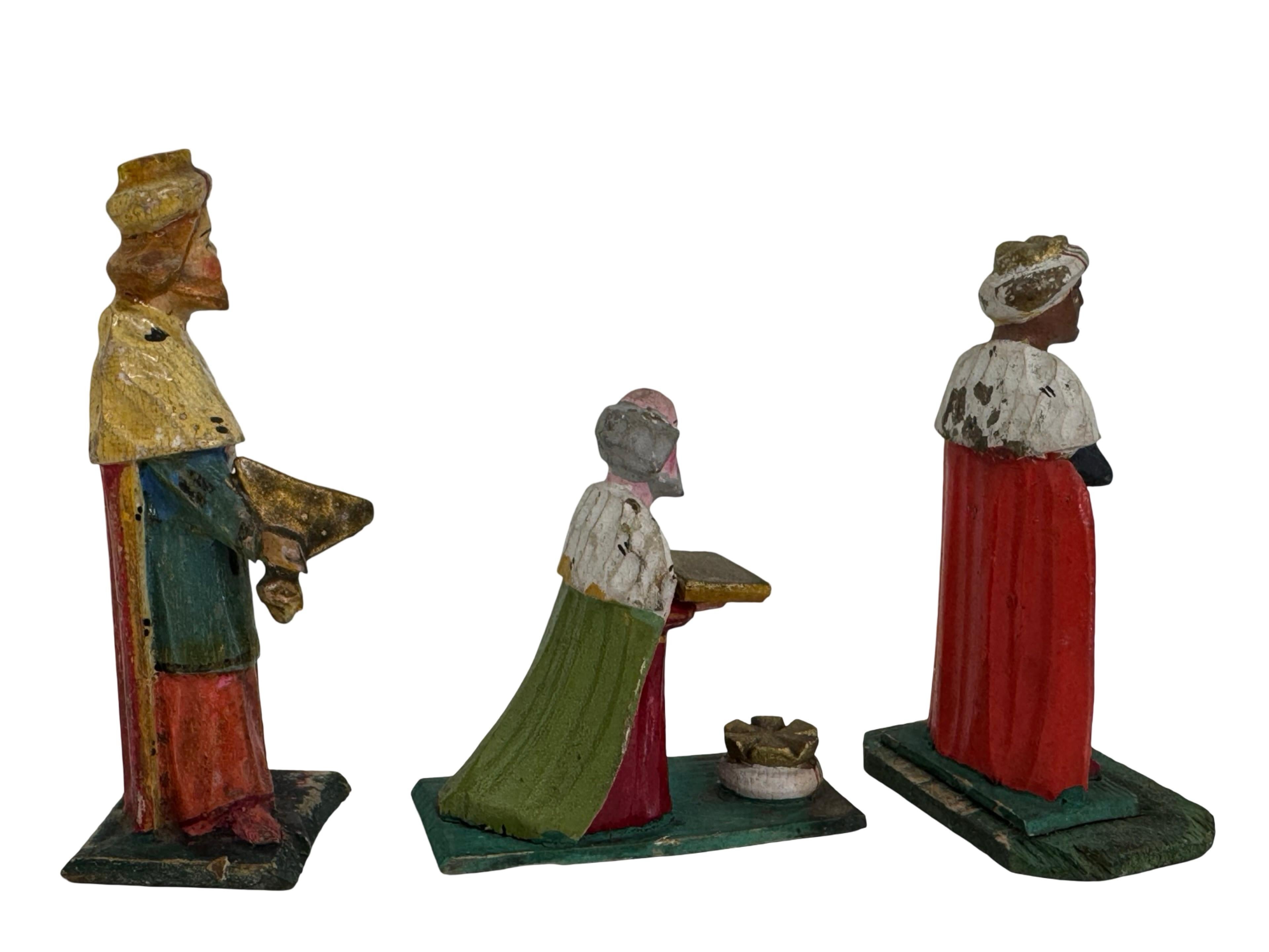 Antique Grulich Christmas Nativity Figure Lot, late 19th Century Folk Art Checo en venta