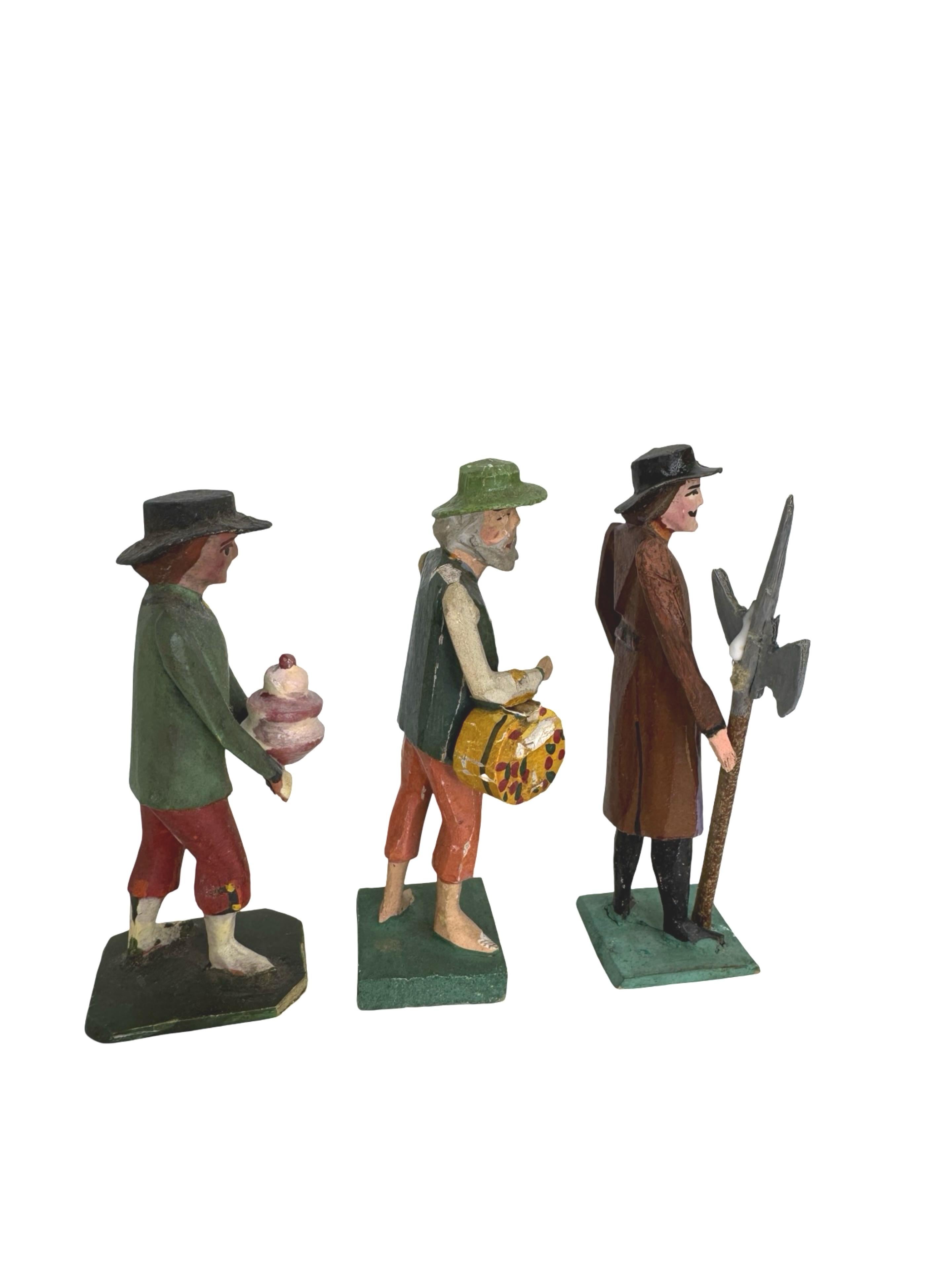 Antique Grulich Christmas Nativity Figure Lot, late 19th Century Folk Art Checo en venta