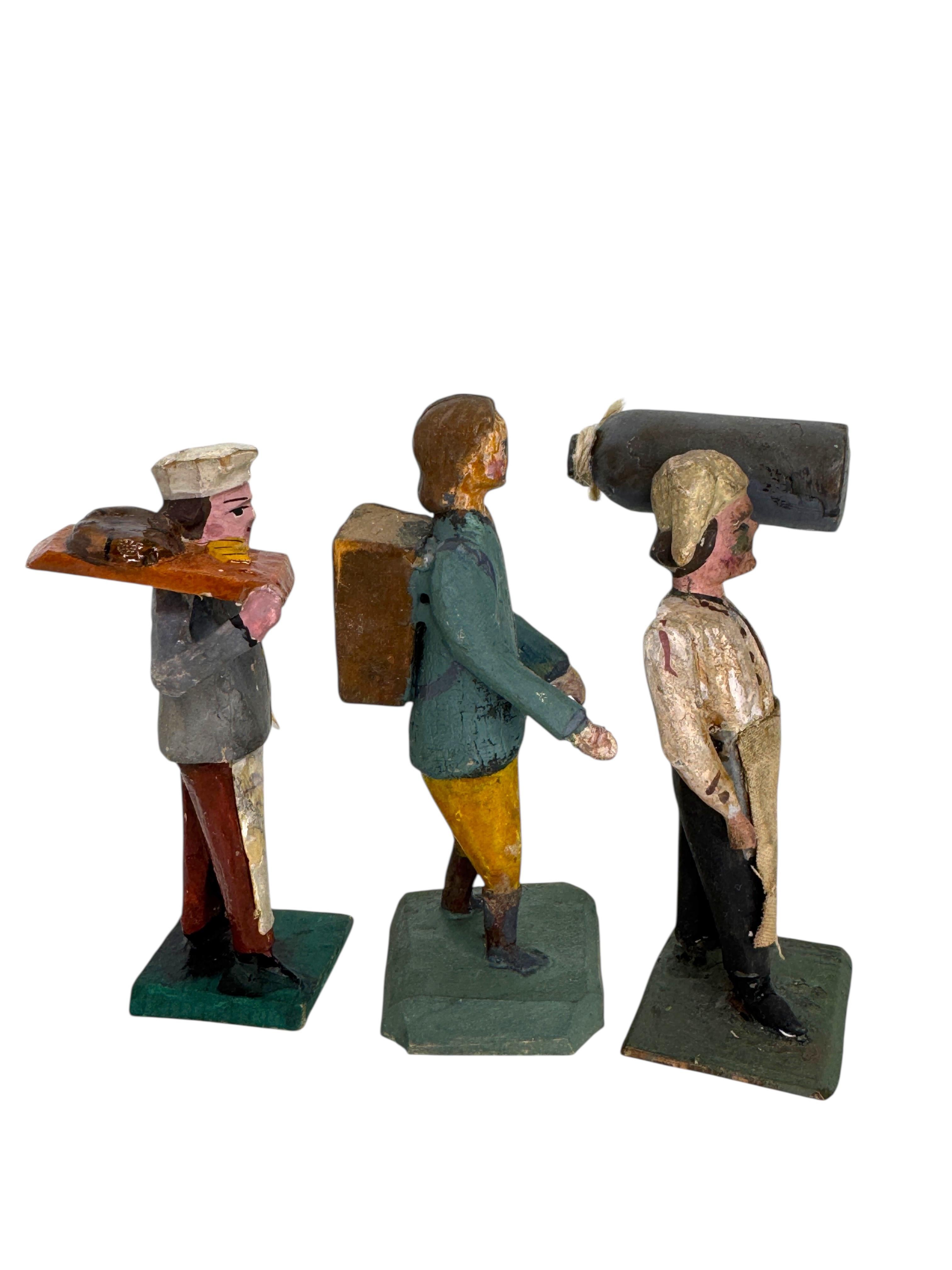 Antique Grulich Christmas Nativity Figure Lot, late 19th Century Folk Art Checo en venta