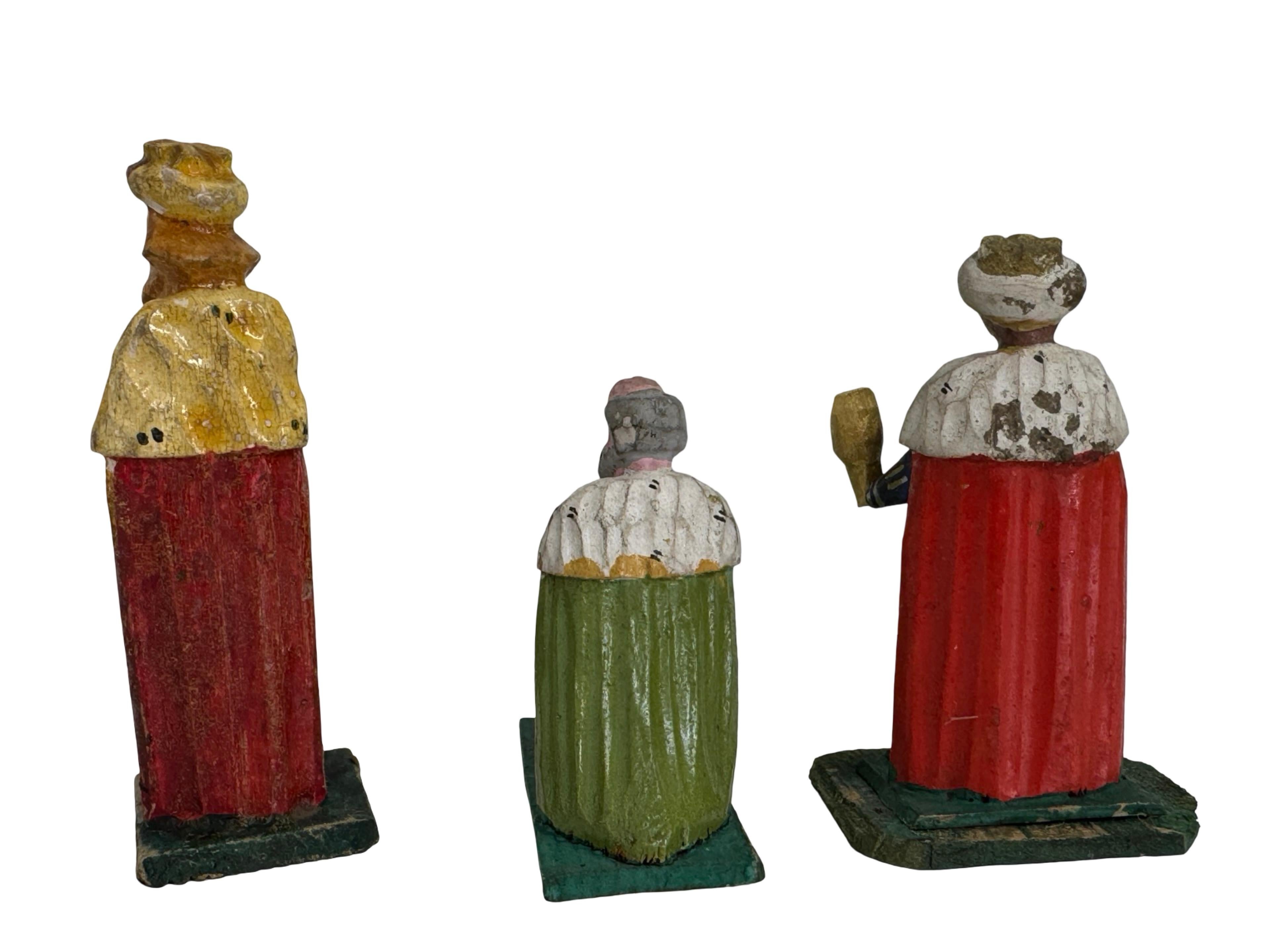 Antique Grulich Christmas Nativity Figure Lot, late 19th Century Folk Art Hecho a mano en venta