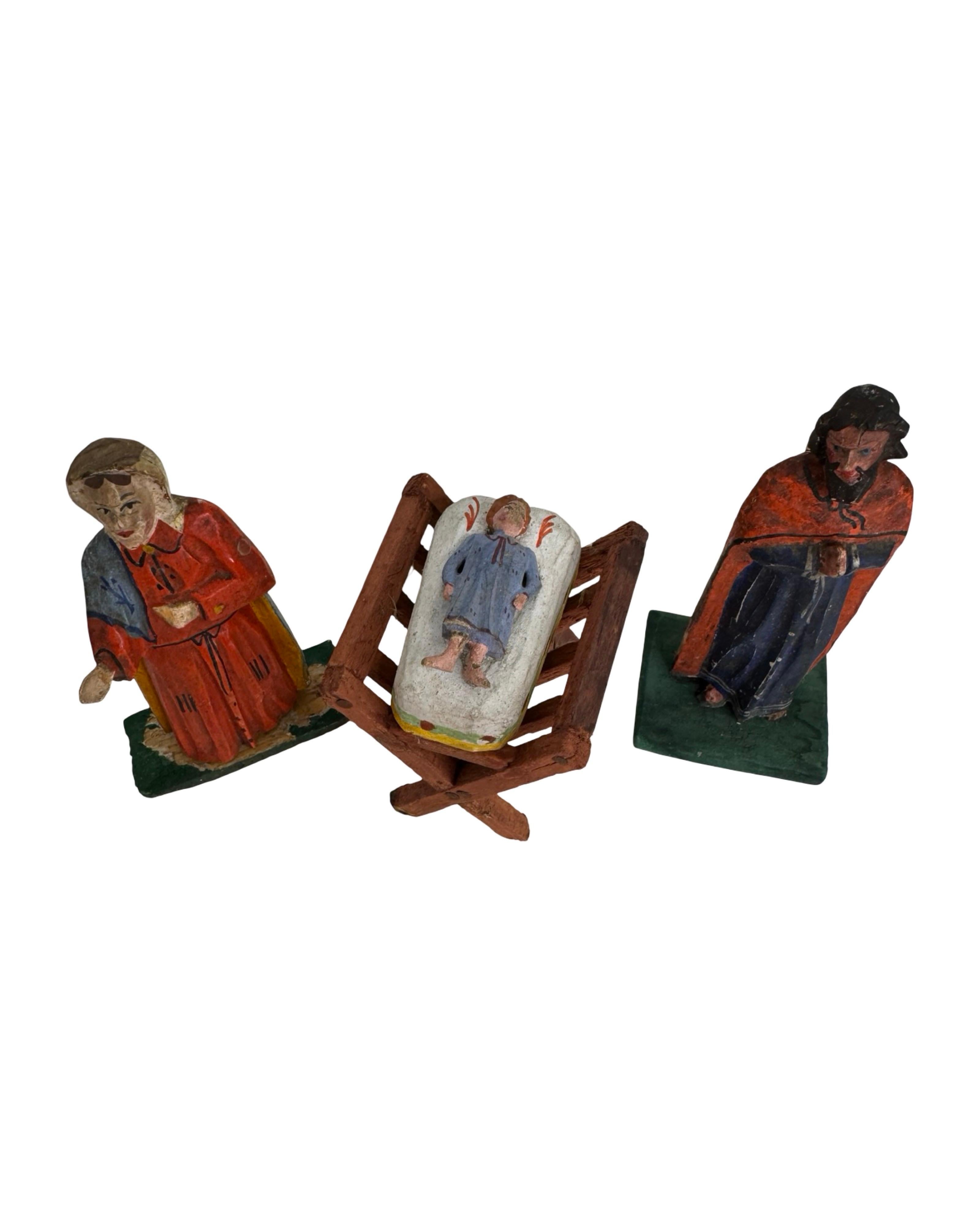 Antique Grulich Christmas Nativity Figure Lot, late 19th Century Folk Art im Zustand „Gut“ im Angebot in Nuernberg, DE