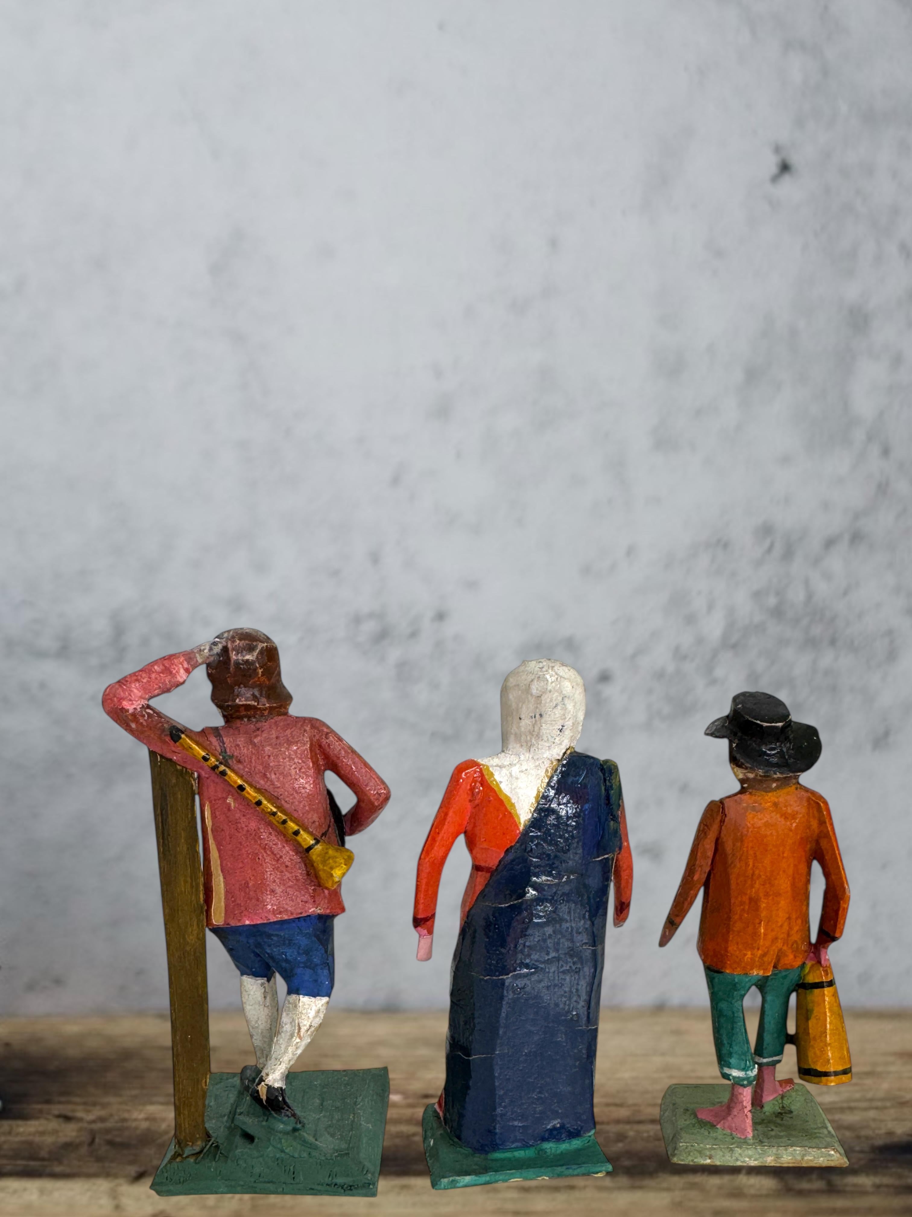 Antique Grulich Christmas Nativity Figure Lot, late 19th Century Folk Art siglo XIX en venta