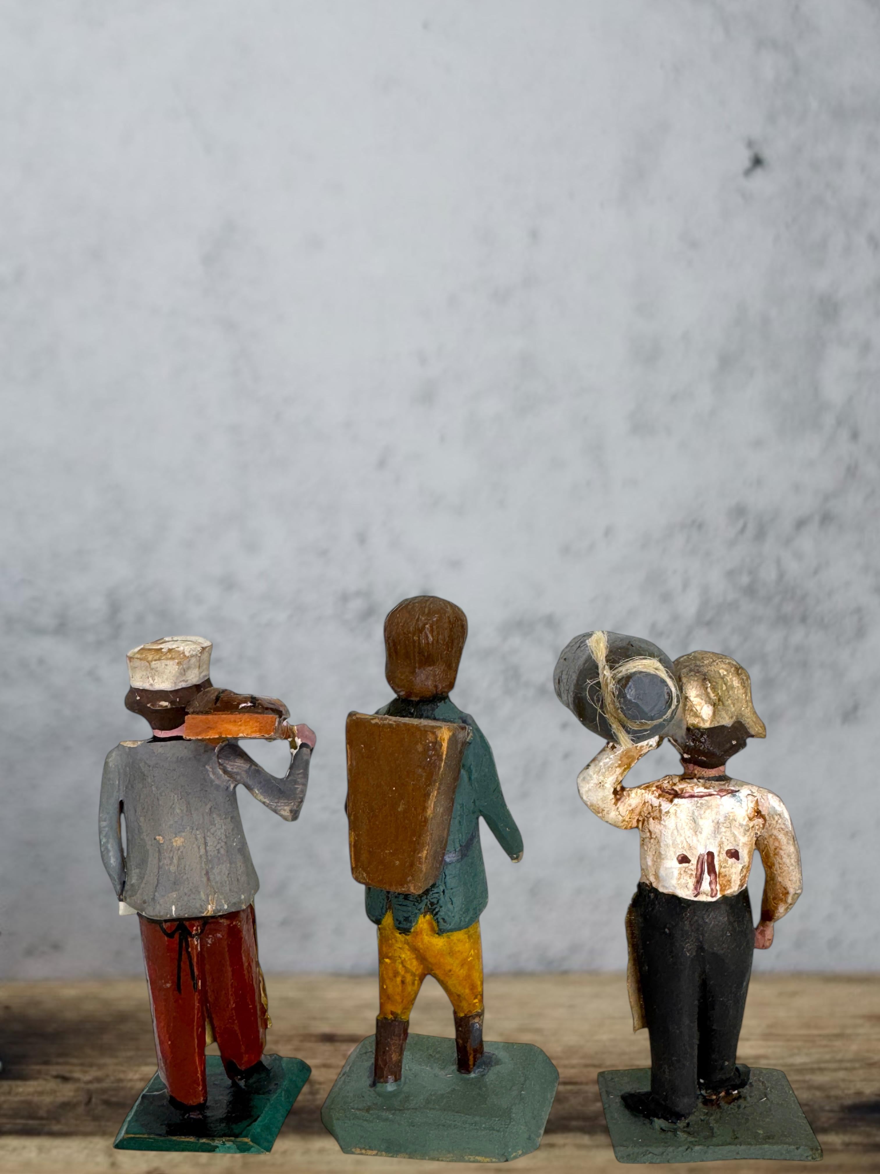 Antique Grulich Christmas Nativity Figure Lot, late 19th Century Folk Art siglo XIX en venta