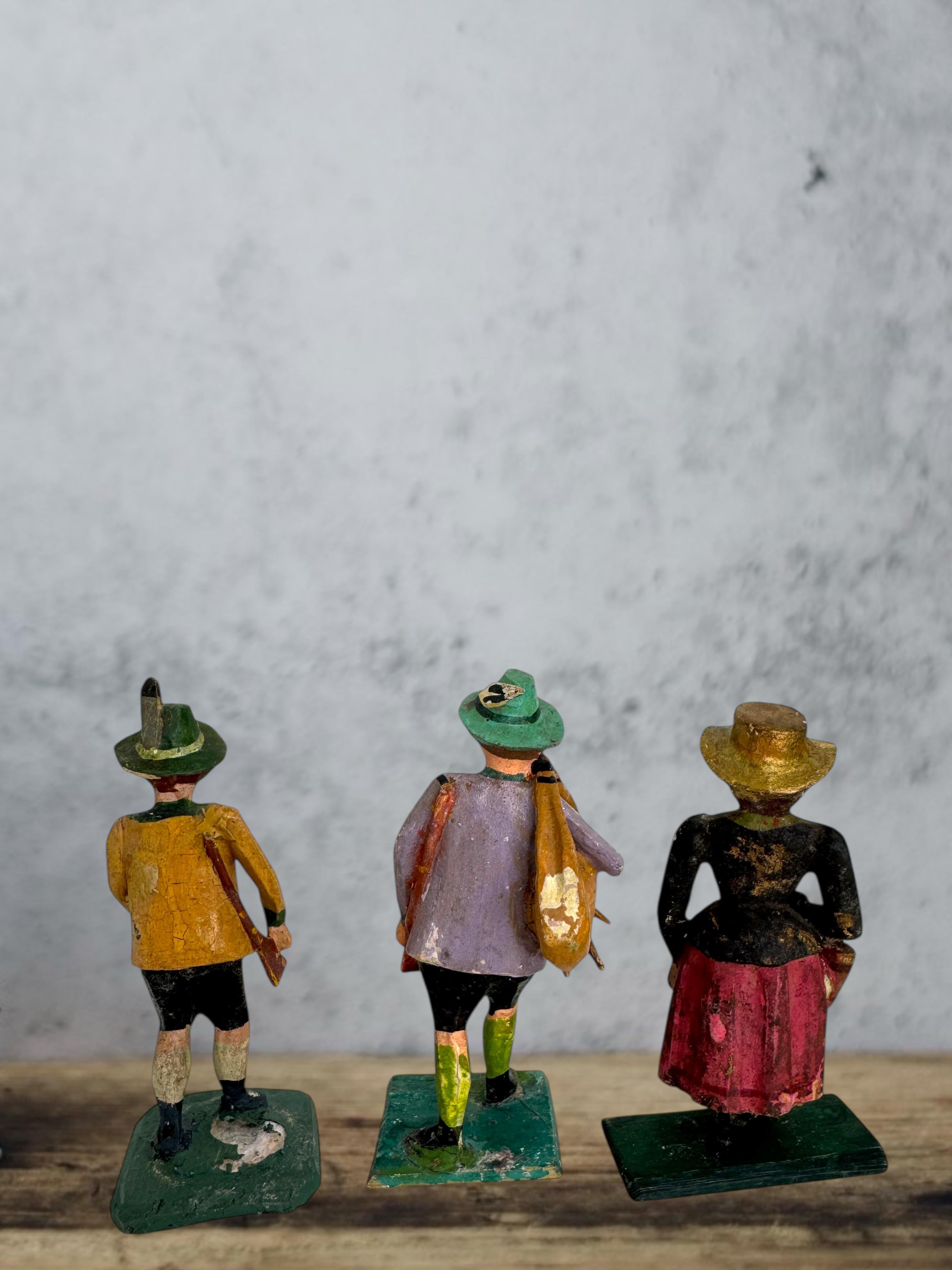 Antique Grulich Christmas Nativity Figure Lot, late 19th Century Folk Art en venta 1