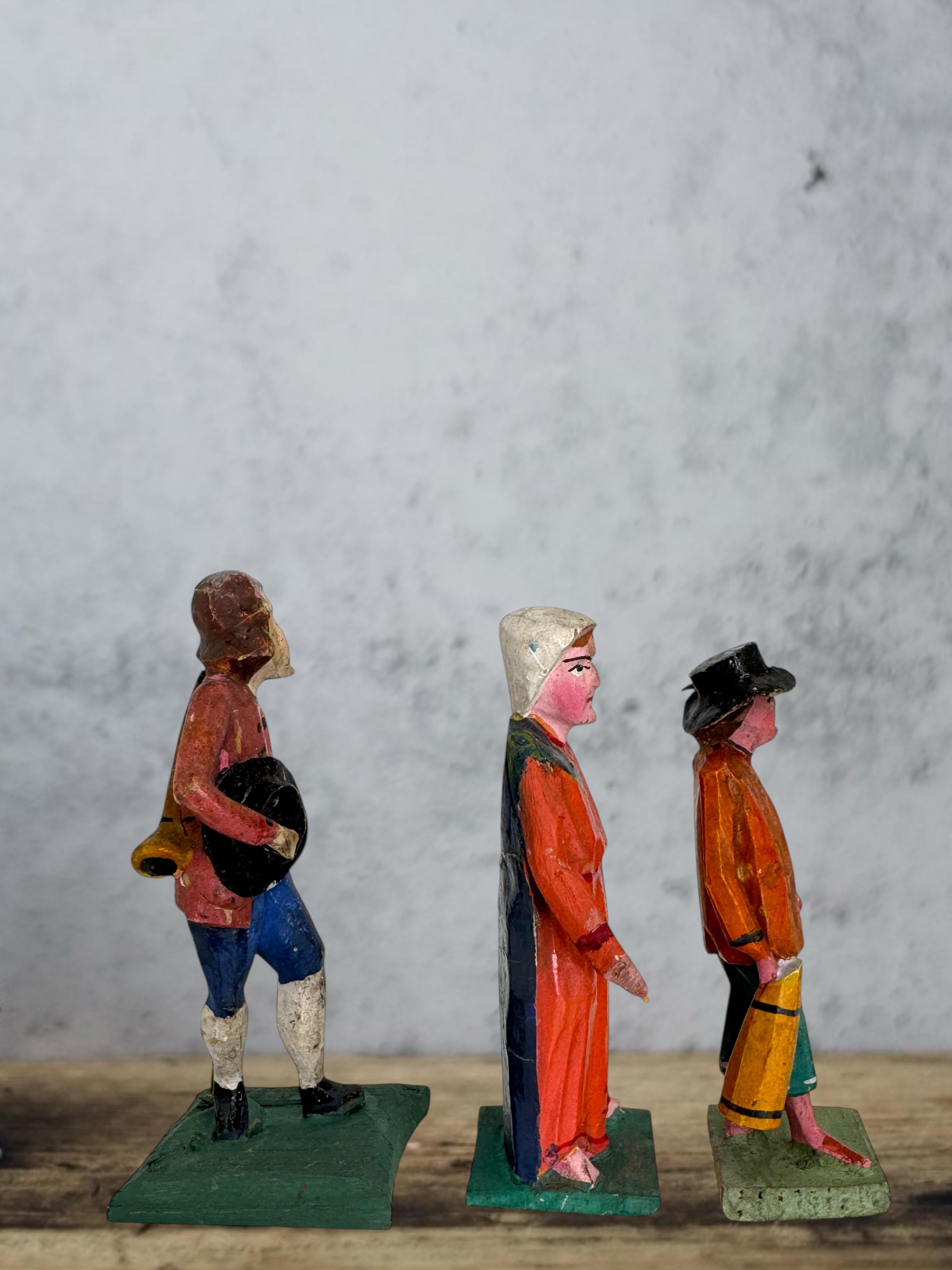 Antique Grulich Christmas Nativity Figure Lot, late 19th Century Folk Art en venta 1