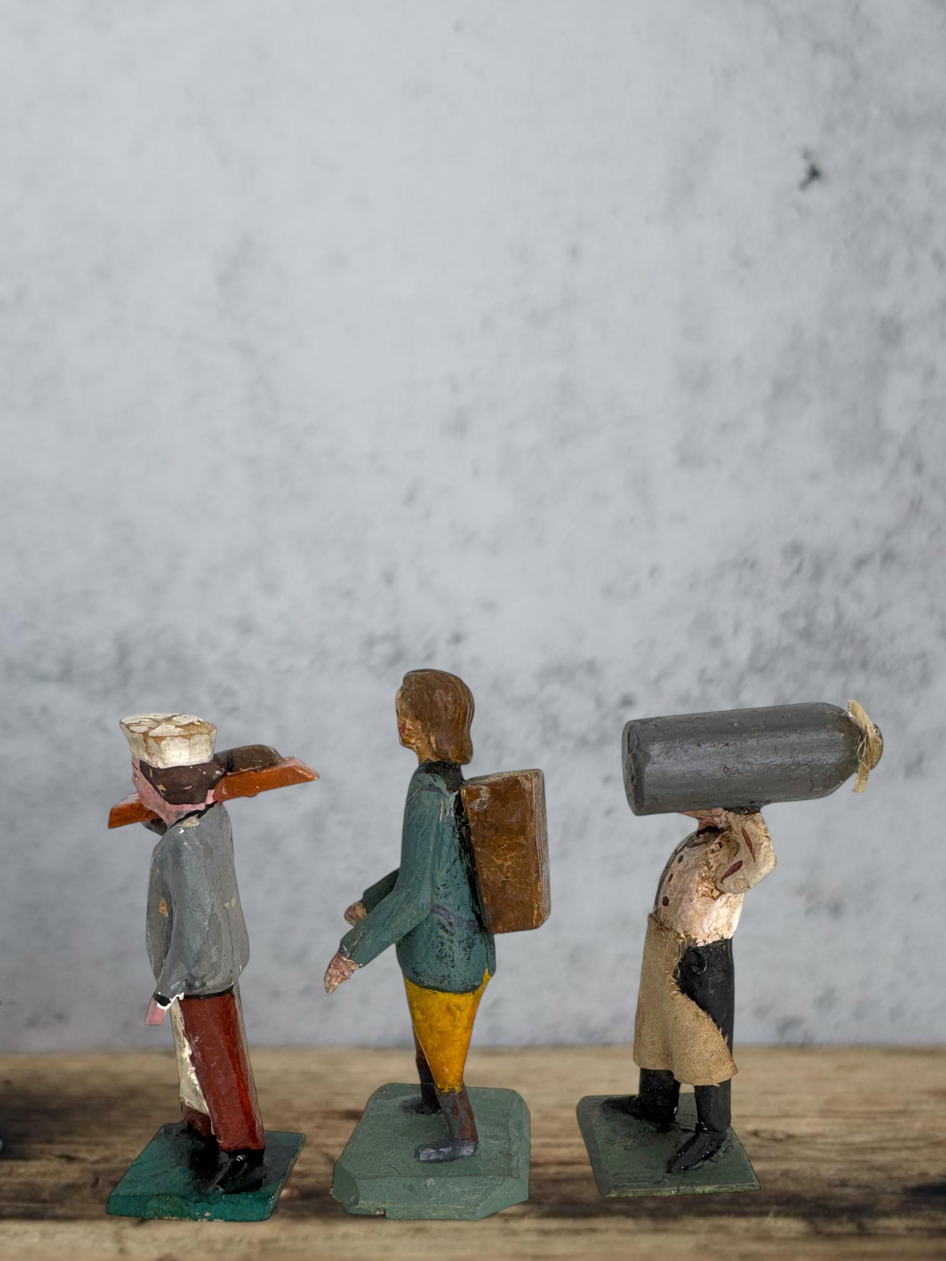 Antique Grulich Christmas Nativity Figure Lot, late 19th Century Folk Art en venta 1