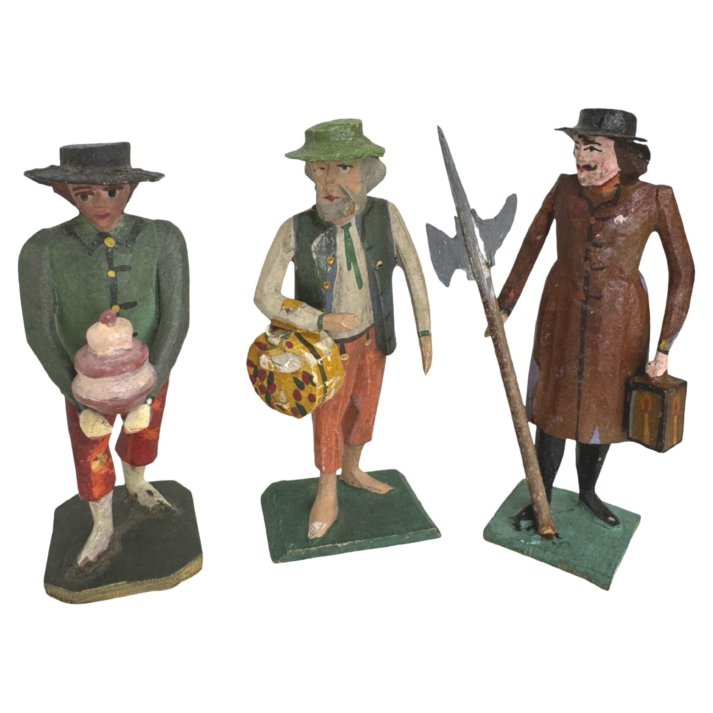 Antique Grulich Christmas Nativity Figure Lot, late 19th Century Folk Art