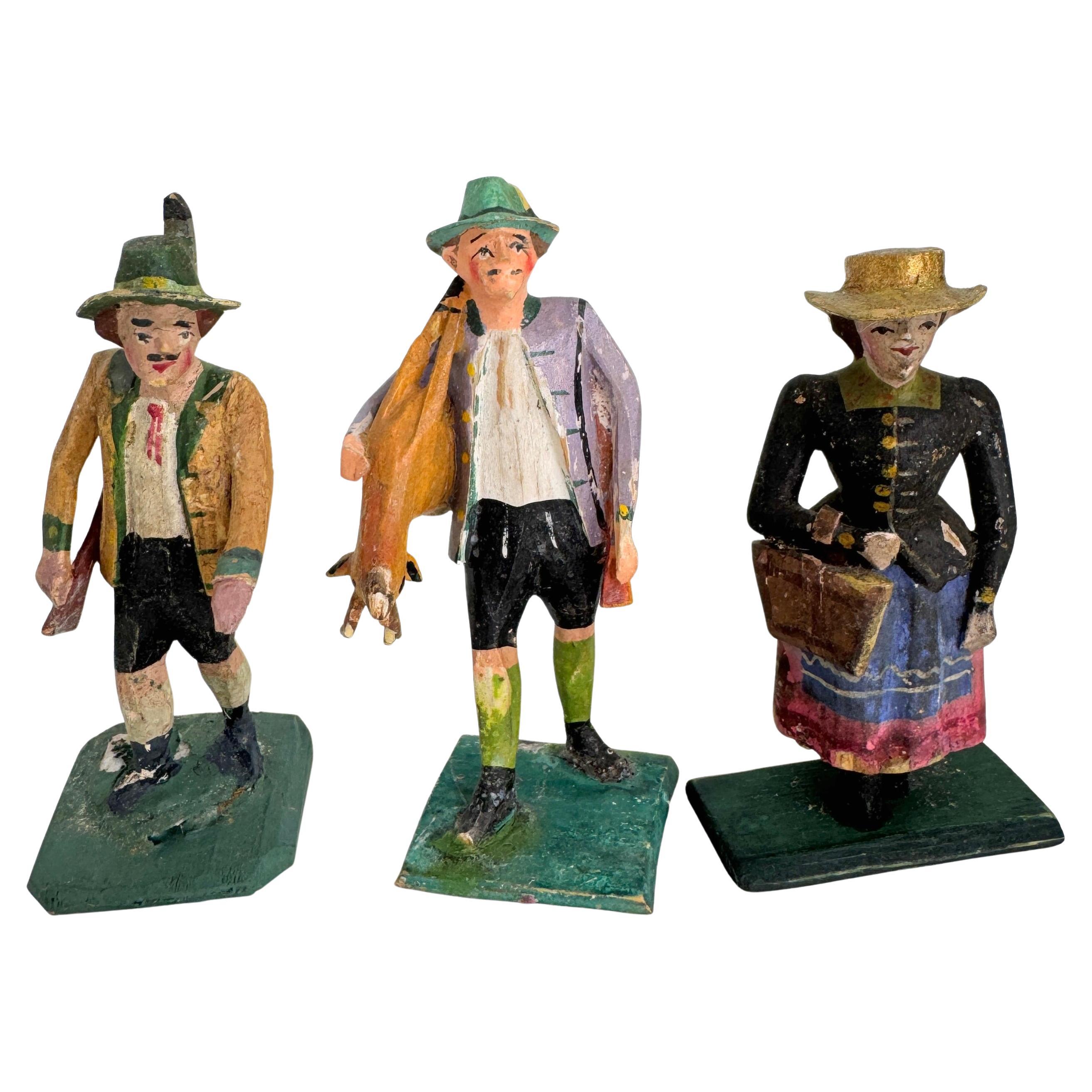 Antique Grulich Christmas Nativity Figure Lot, late 19th Century Folk Art