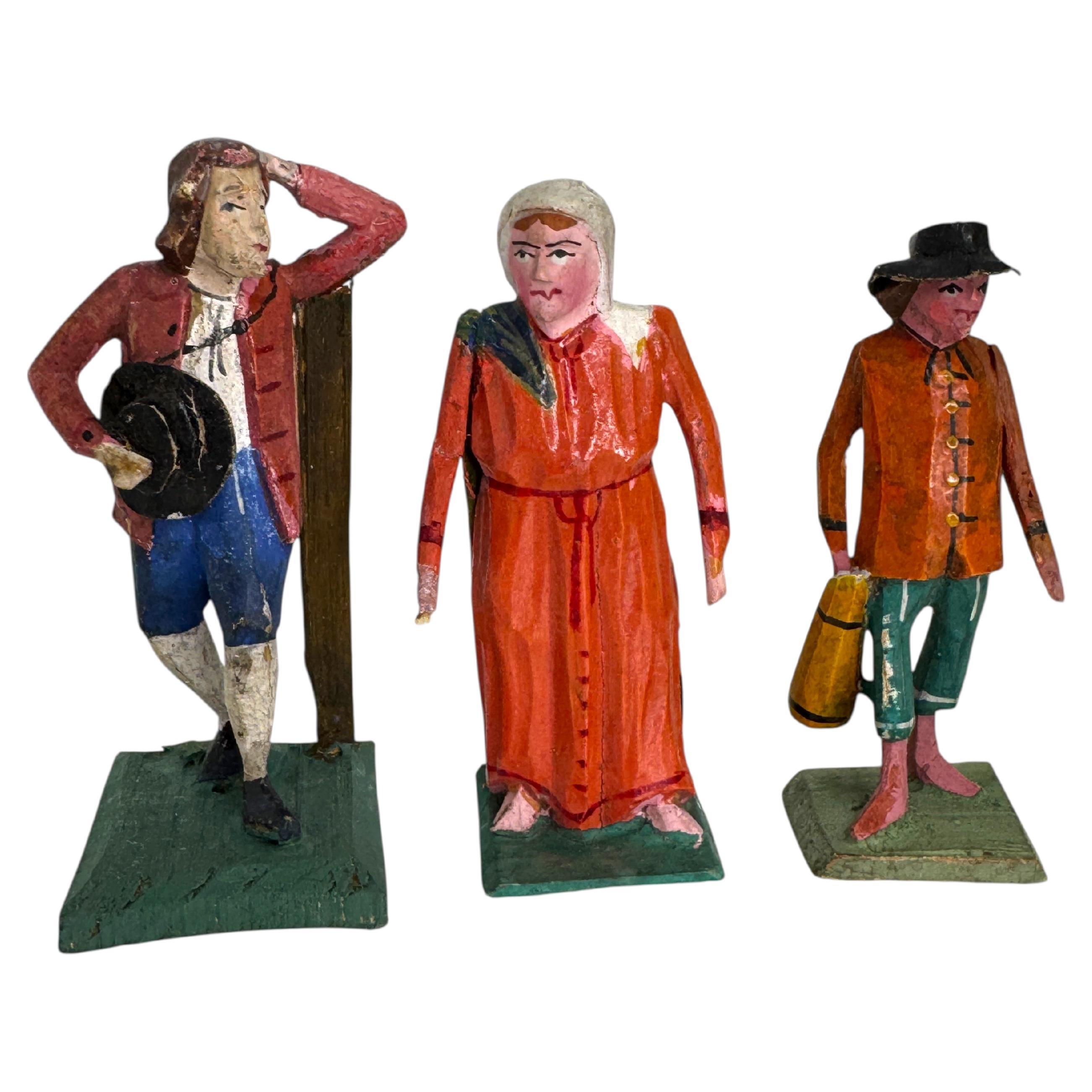 Antique Grulich Christmas Nativity Figure Lot, late 19th Century Folk Art