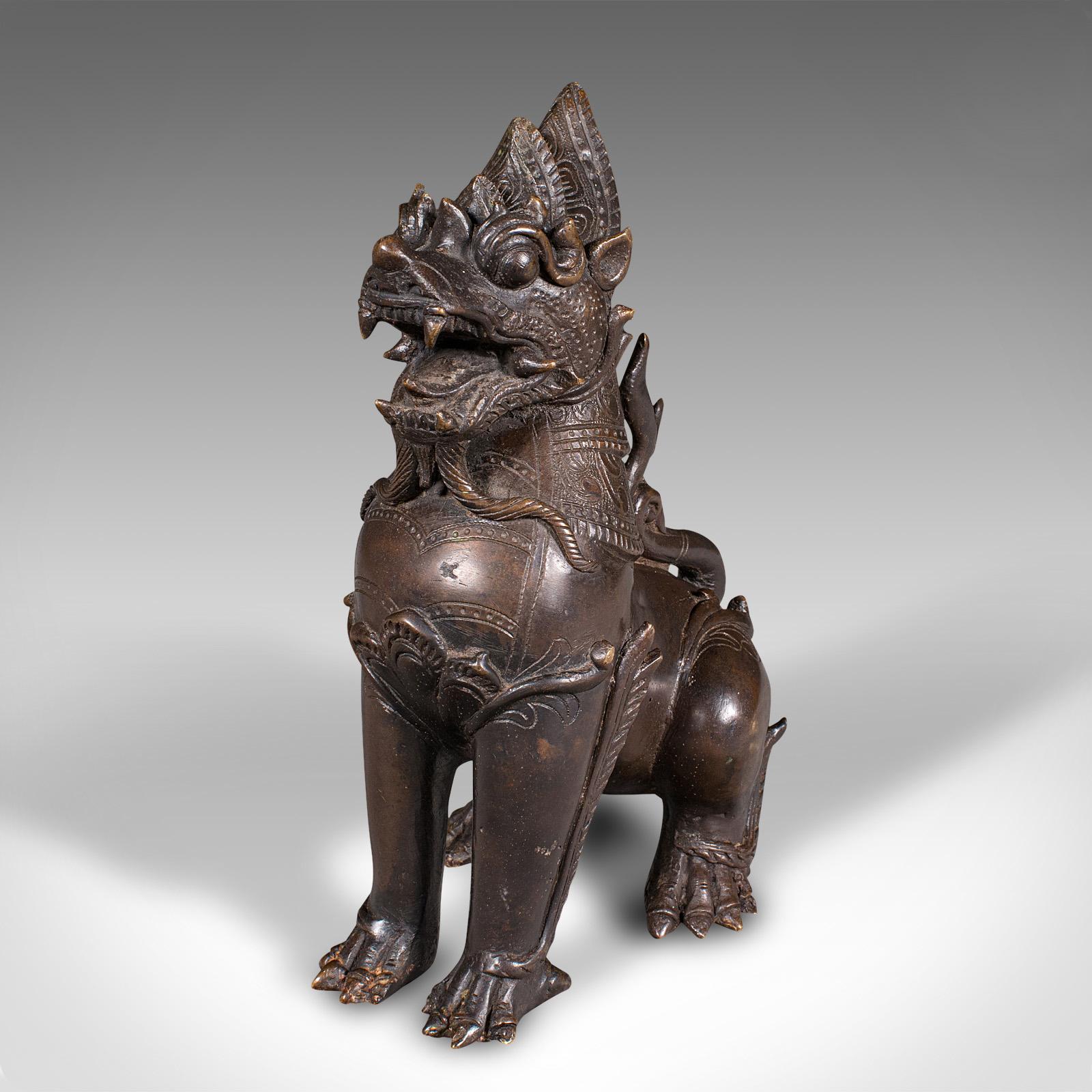 Antique Guardian Lion Figure, Chinese, Bronze Ornament, Buddhist Icon, Victorian In Good Condition In Hele, Devon, GB