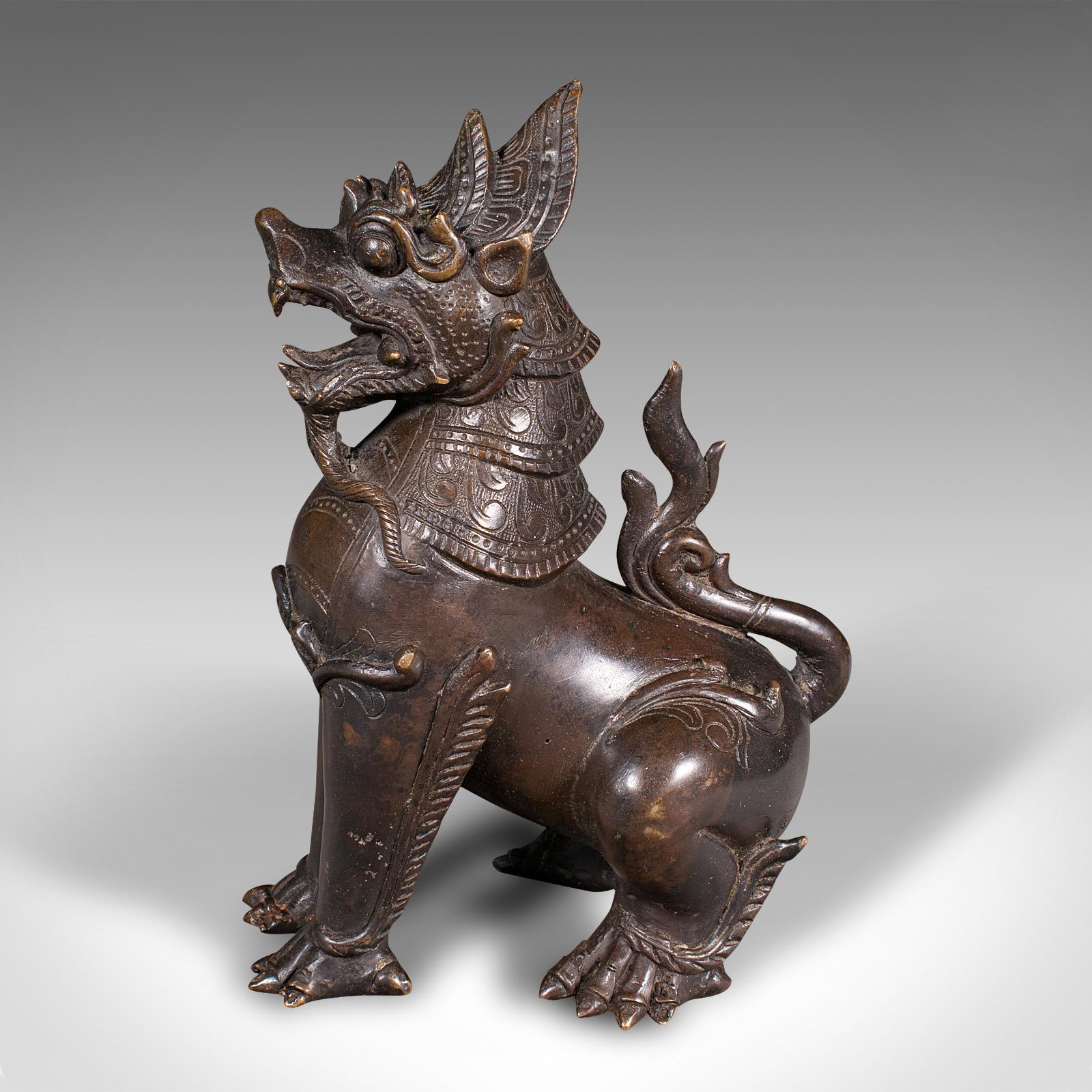 Antique Guardian Lion Figure, Chinese, Bronze Ornament, Buddhist Icon, Victorian 1