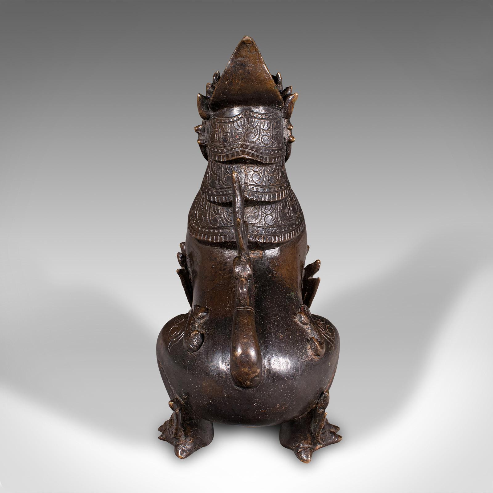 Antique Guardian Lion Figure, Chinese, Bronze Ornament, Buddhist Icon, Victorian 2