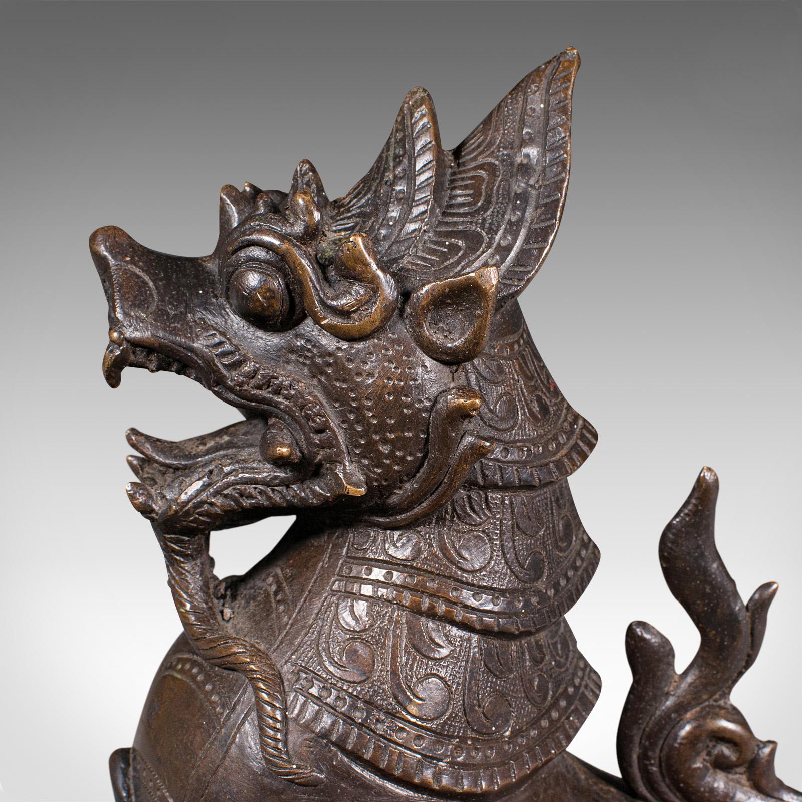 Antique Guardian Lion Figure, Chinese, Bronze Ornament, Buddhist Icon, Victorian 4