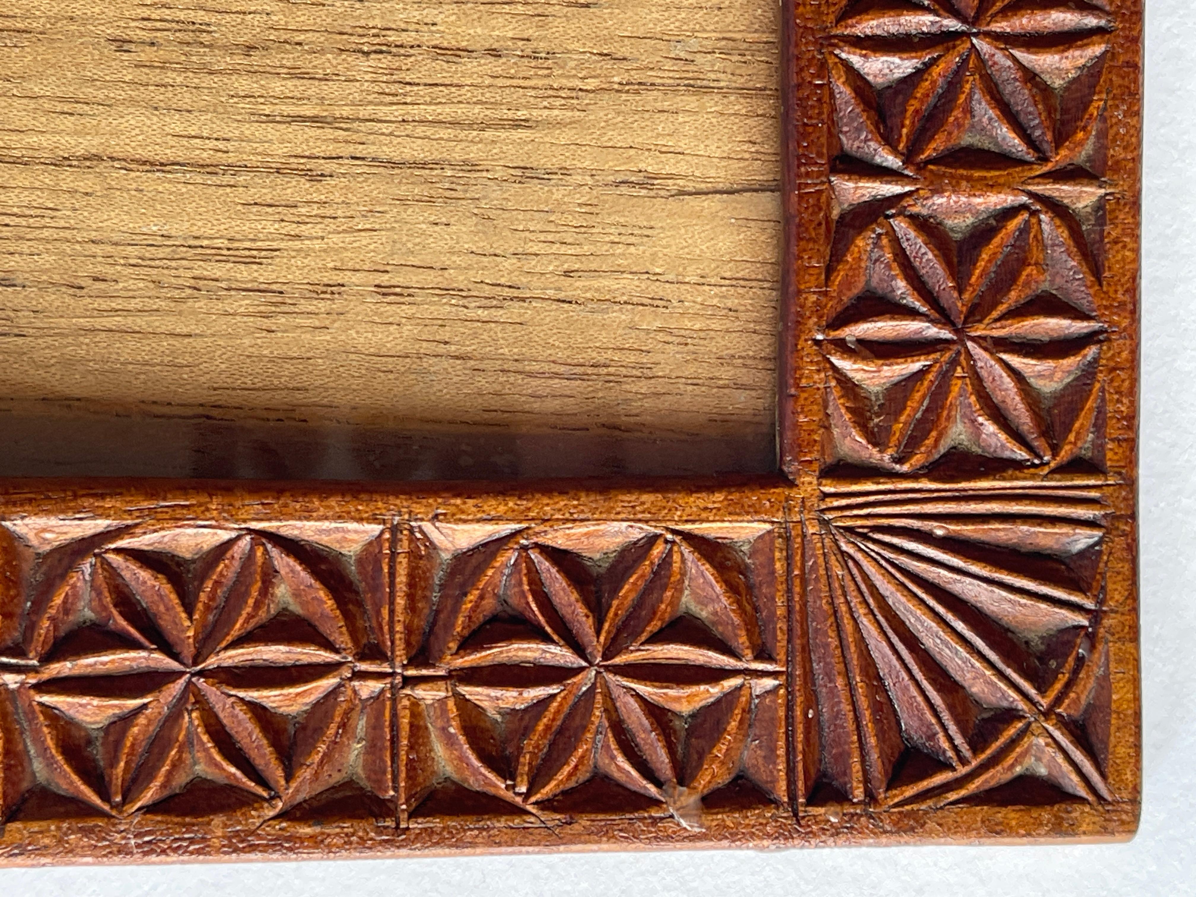 Antique Guatemalan Hand Carved Wood Picture Frame In Good Condition For Sale In New York, NY