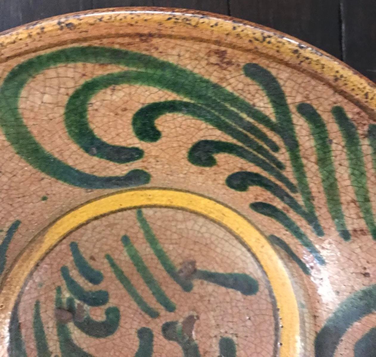 Spanish Colonial Antique Guatemalan Majolica Ceramic Plate