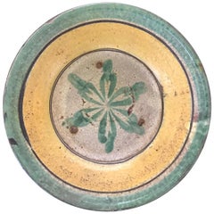Antique Guatemalan Majolica, Green Flower