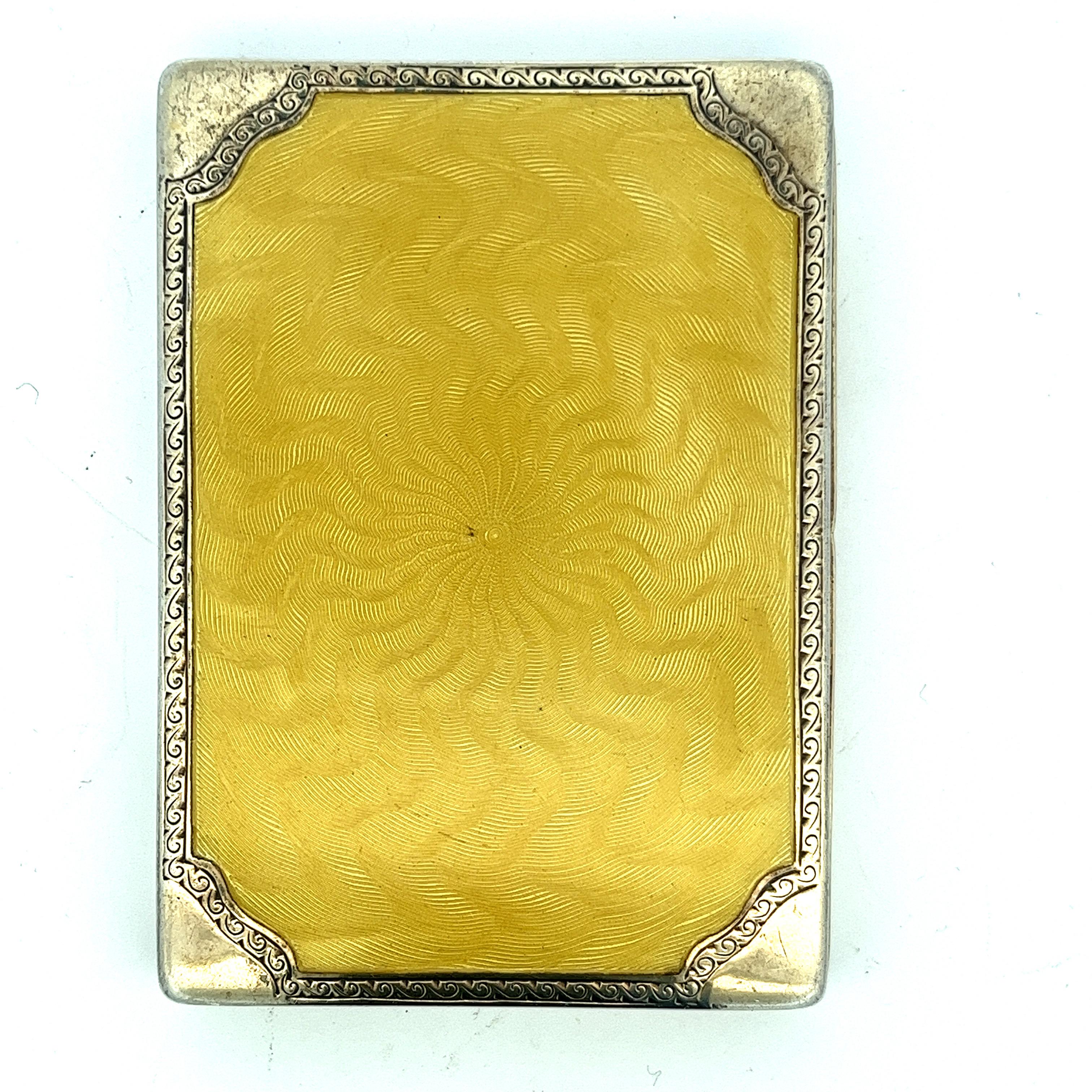 Antique Guilloché Enamel Cigarette or Card Case Holder in Sterling Silver, 935 4