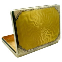 Antique Guilloché Enamel Cigarette or Card Case Holder in Sterling Silver, 935