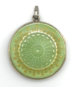 Antique Guilloché Enamel Pendant Locket Medallion France