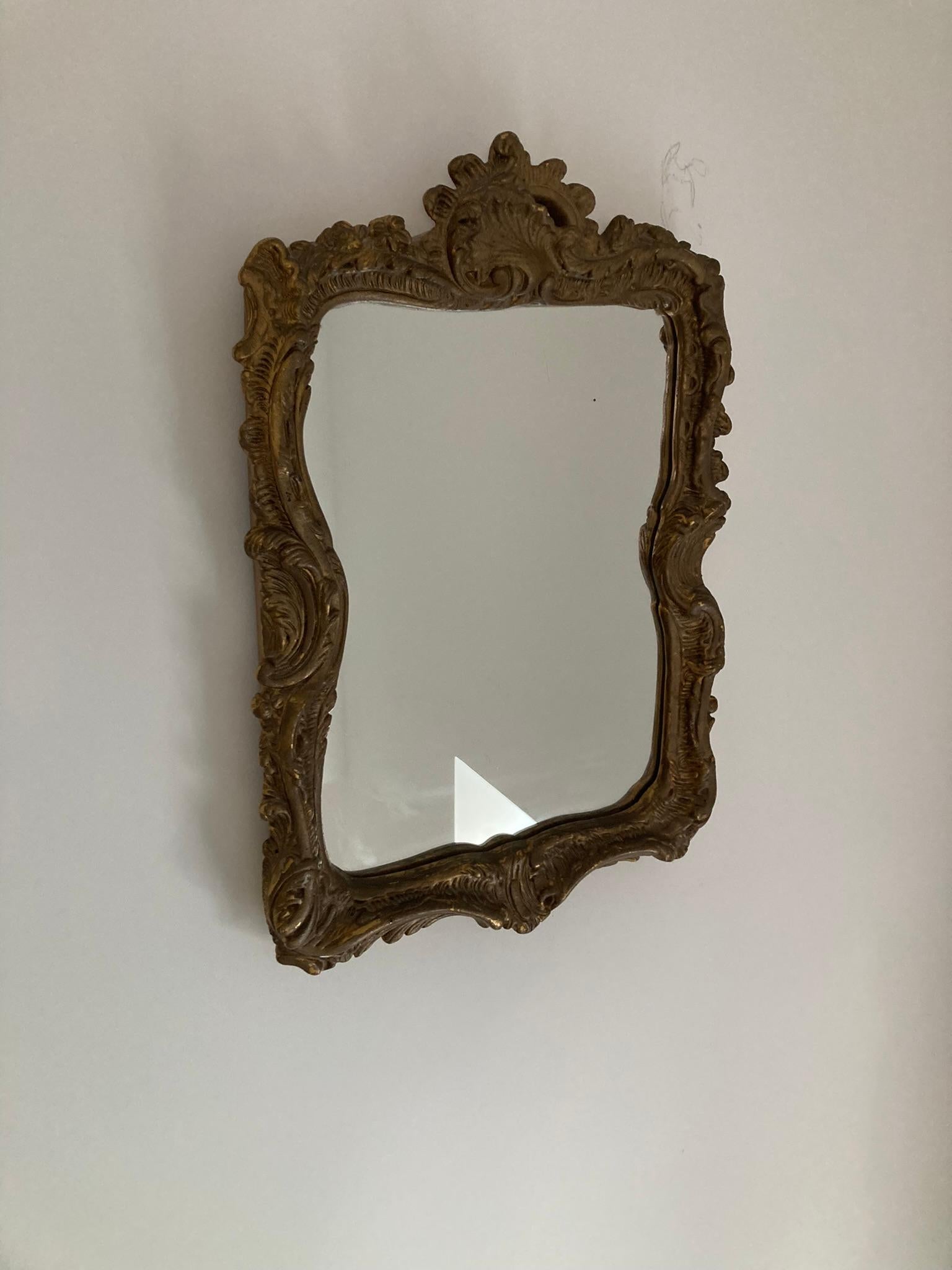 French Antique Guilt wood and Gesso Rococo style wall mirror