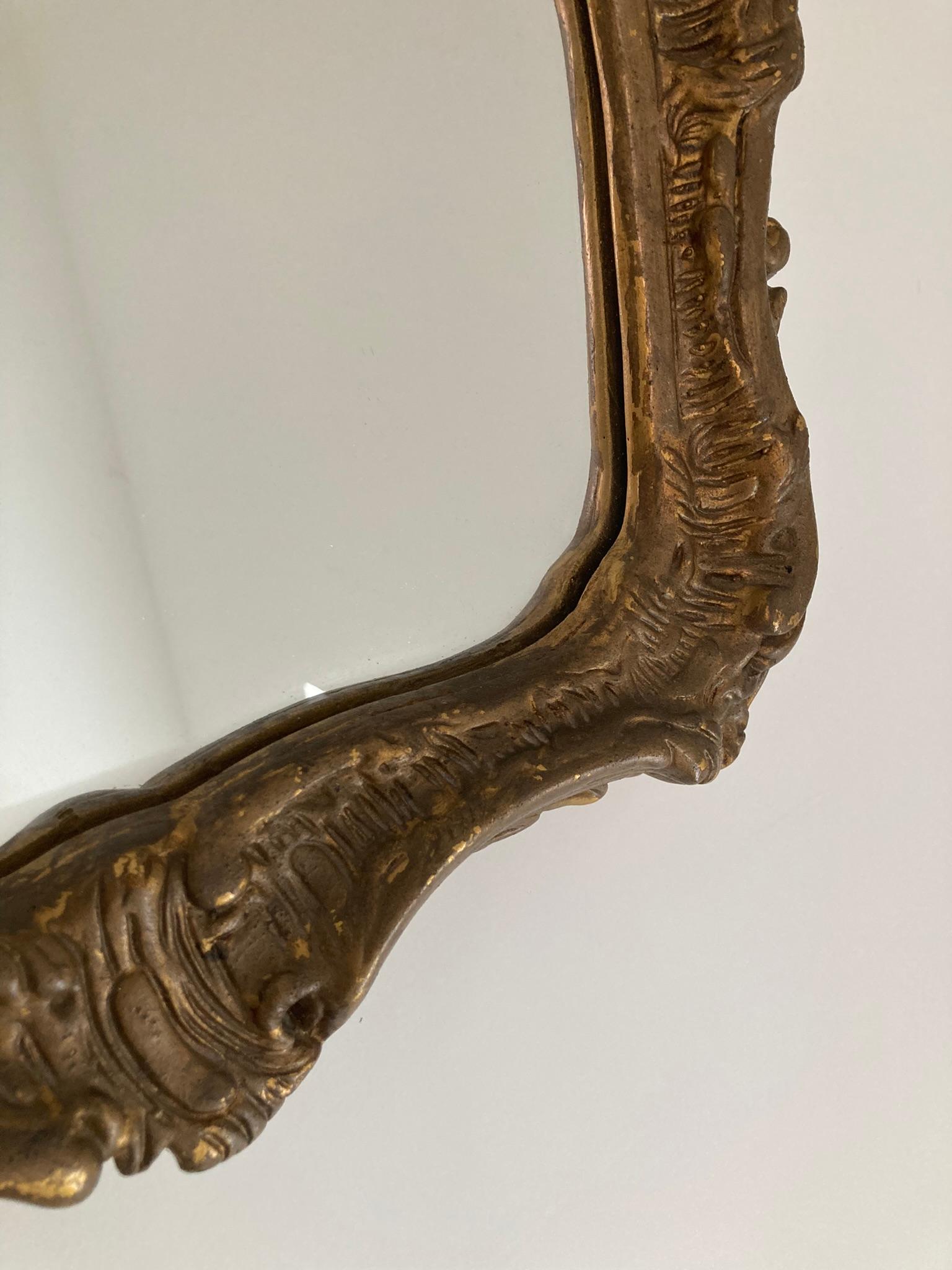 Antique Guilt wood and Gesso Rococo style wall mirror 1