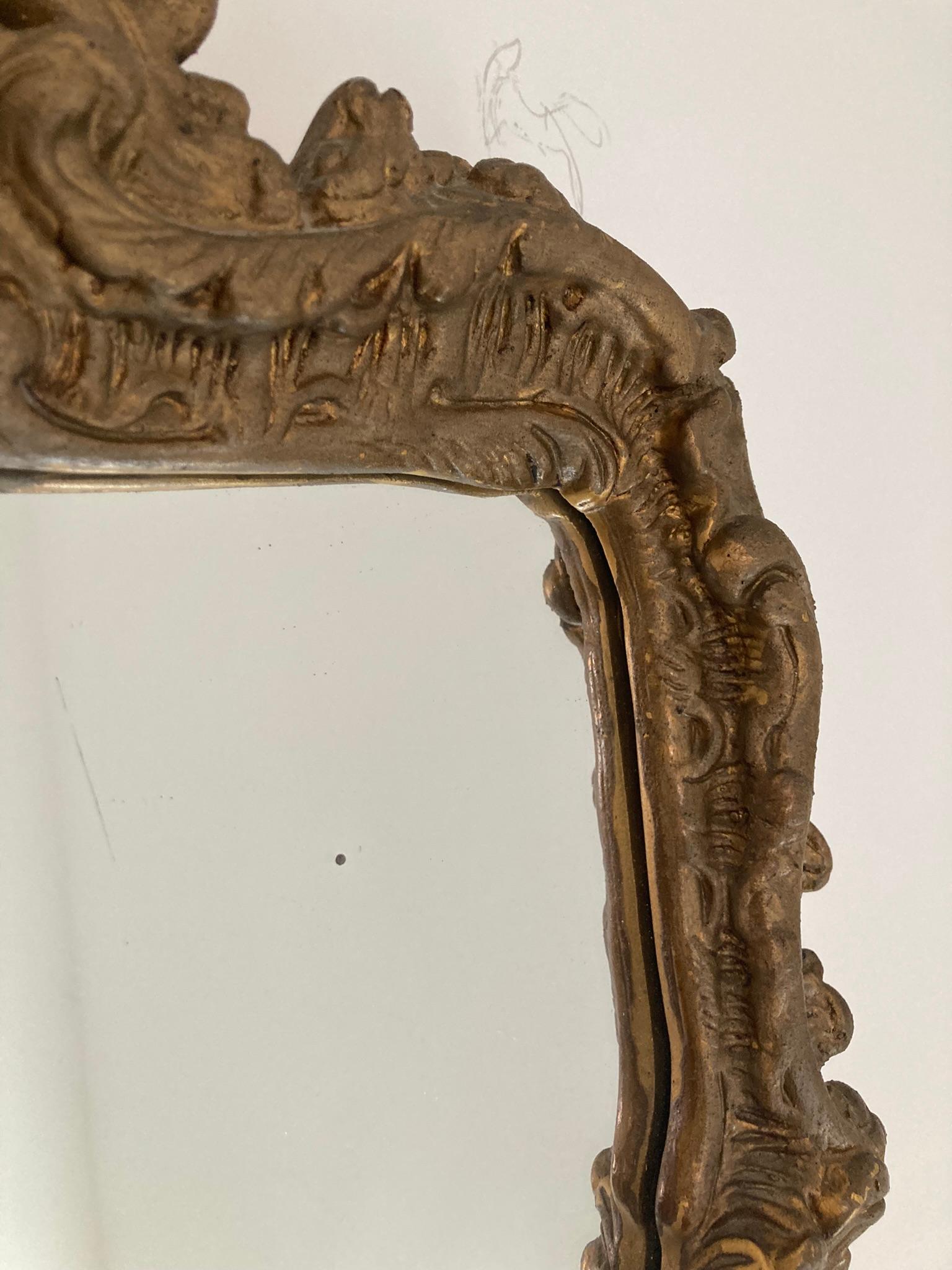 Antique Guilt wood and Gesso Rococo style wall mirror 2