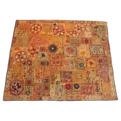 Antique Gujarati tapestry, wall hanging textile from India