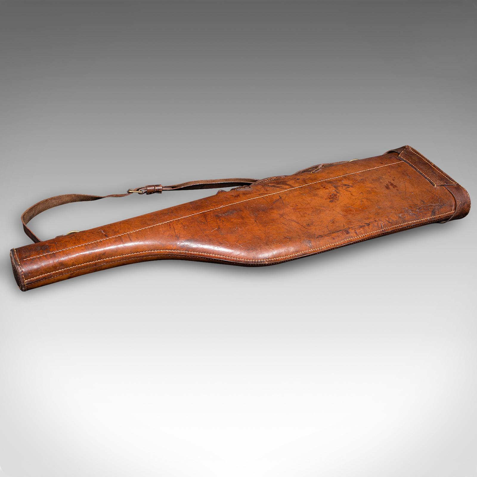 Late Victorian Antique Gun Slip Case, English, Leather, Leg of Mutton Rifle Sleeve, Victorian For Sale