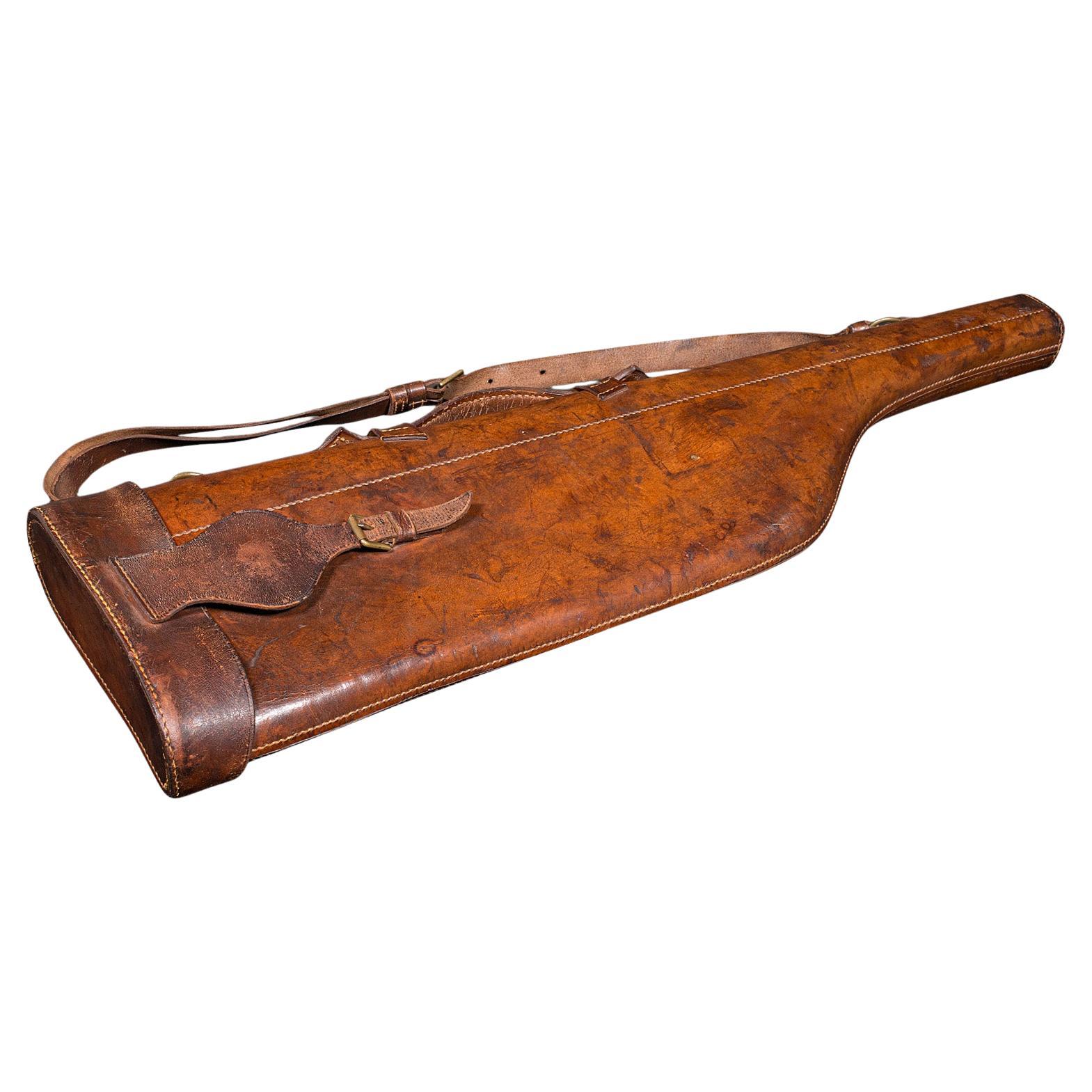 Antique Gun Slip Case, English, Leather, Leg of Mutton Rifle Sleeve, Victorian
