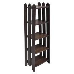 Antique Gunlocke Mission Oak Arts & Crafts 5 Tier Slatted Narrow Open Bookcase