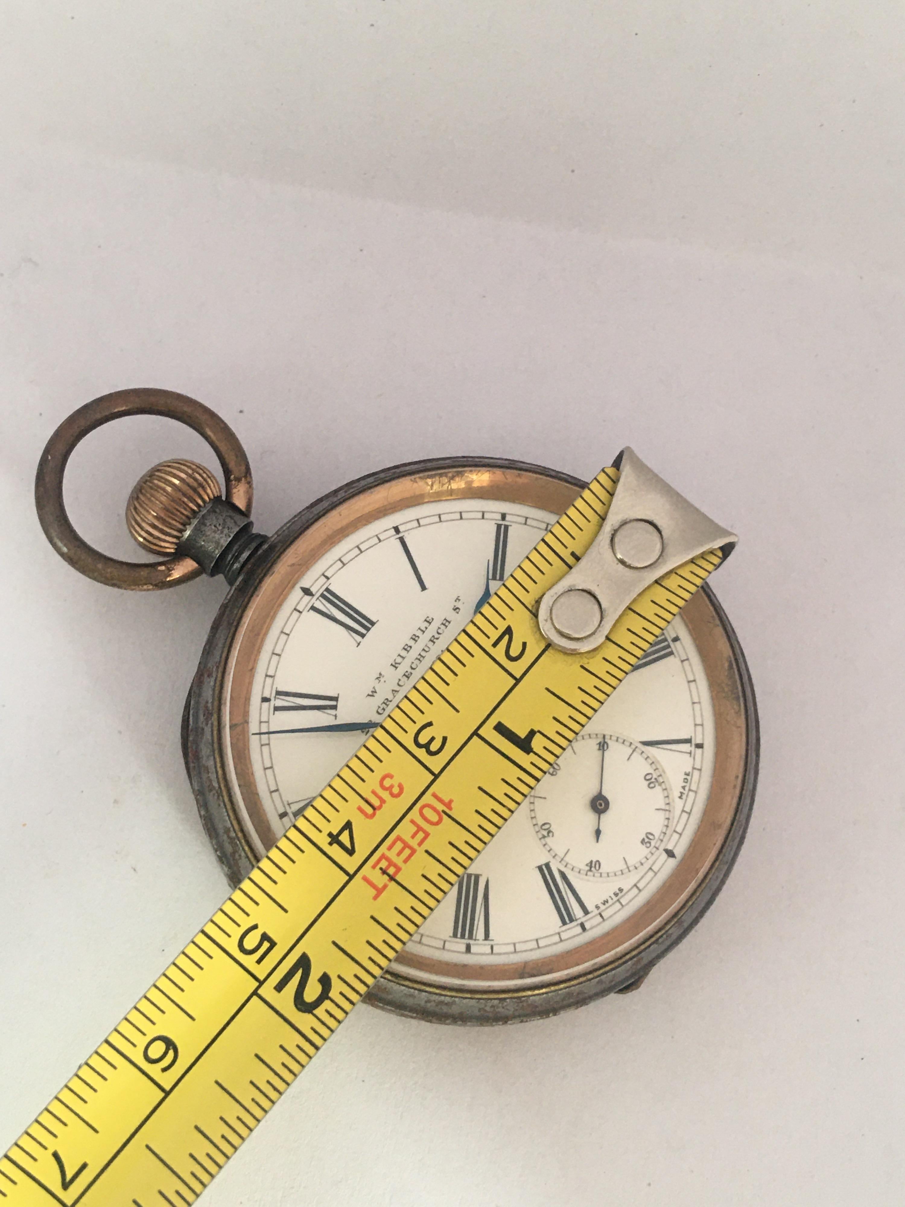 Women's or Men's Antique Gunmetal Hand Winding Omega Lever Pocket Watch