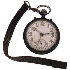 Antique Gunmetal Junghans Mechanical Travel Alarm Clock or Pocket Watch