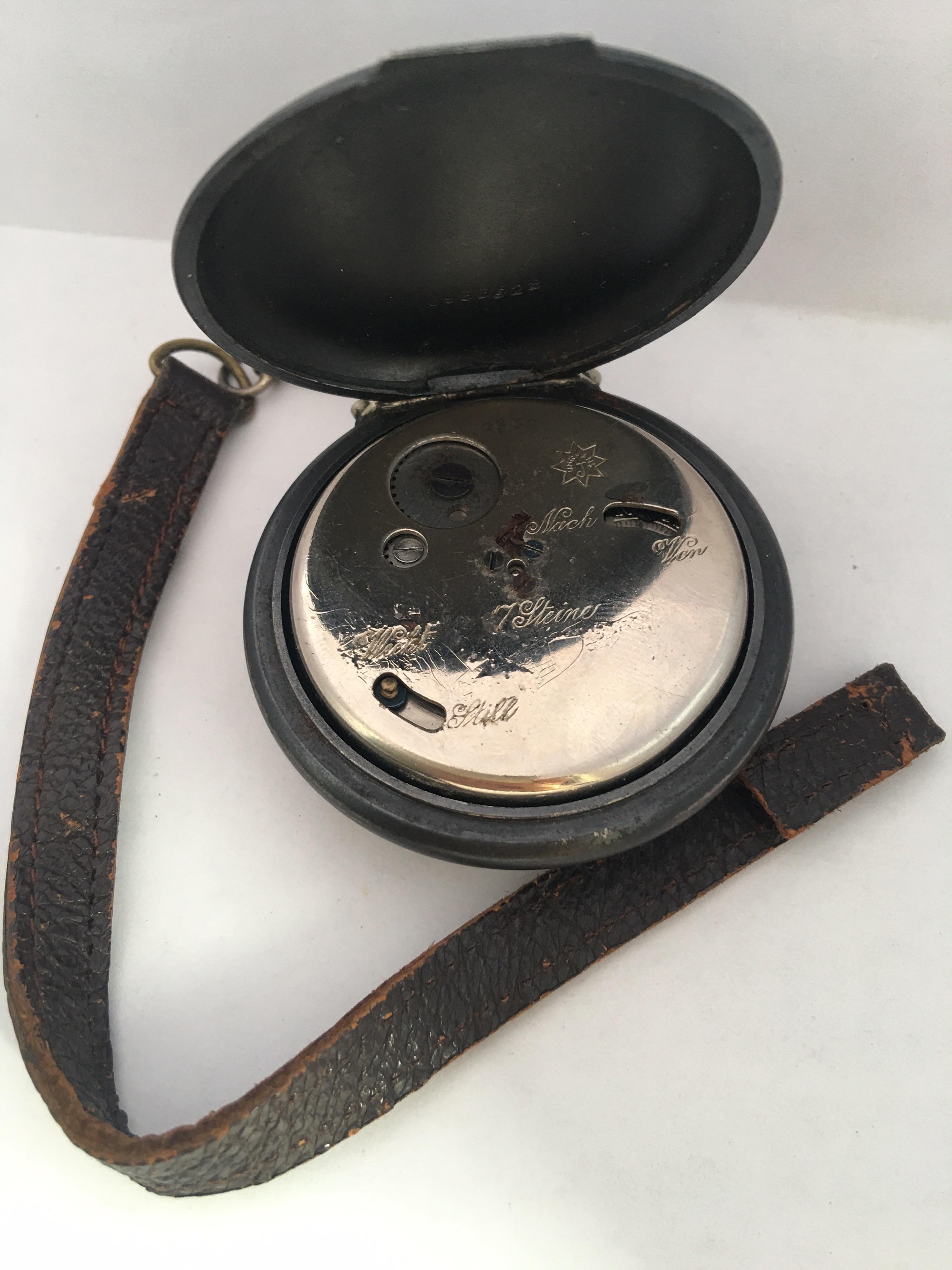 Antique Gunmetal Junghans Mechanical Travel Alarm Clock or Pocket Watch In Good Condition For Sale In Carlisle, GB