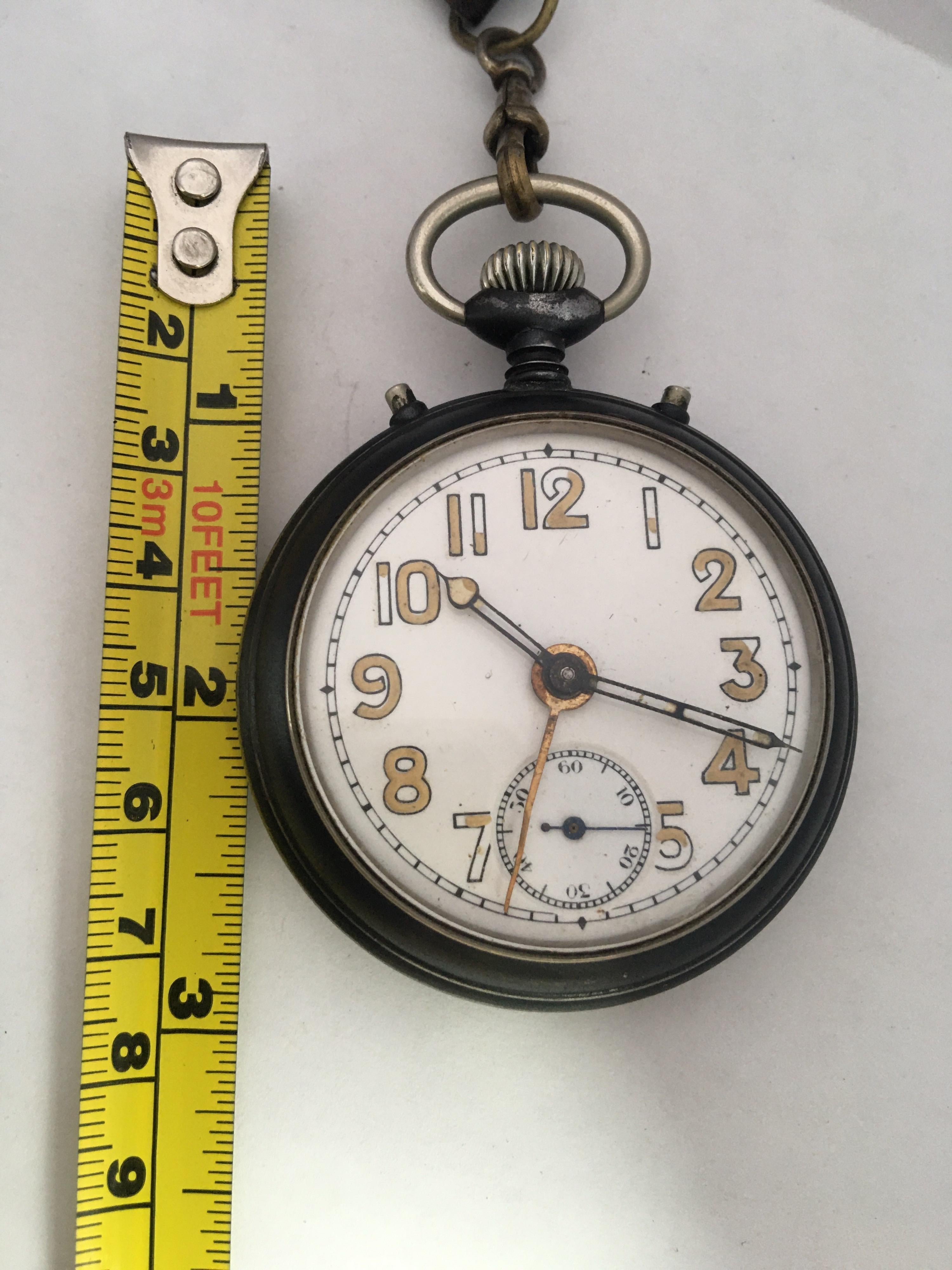 Antique Gunmetal Junghans Mechanical Travel Alarm Clock or Pocket Watch For Sale 1
