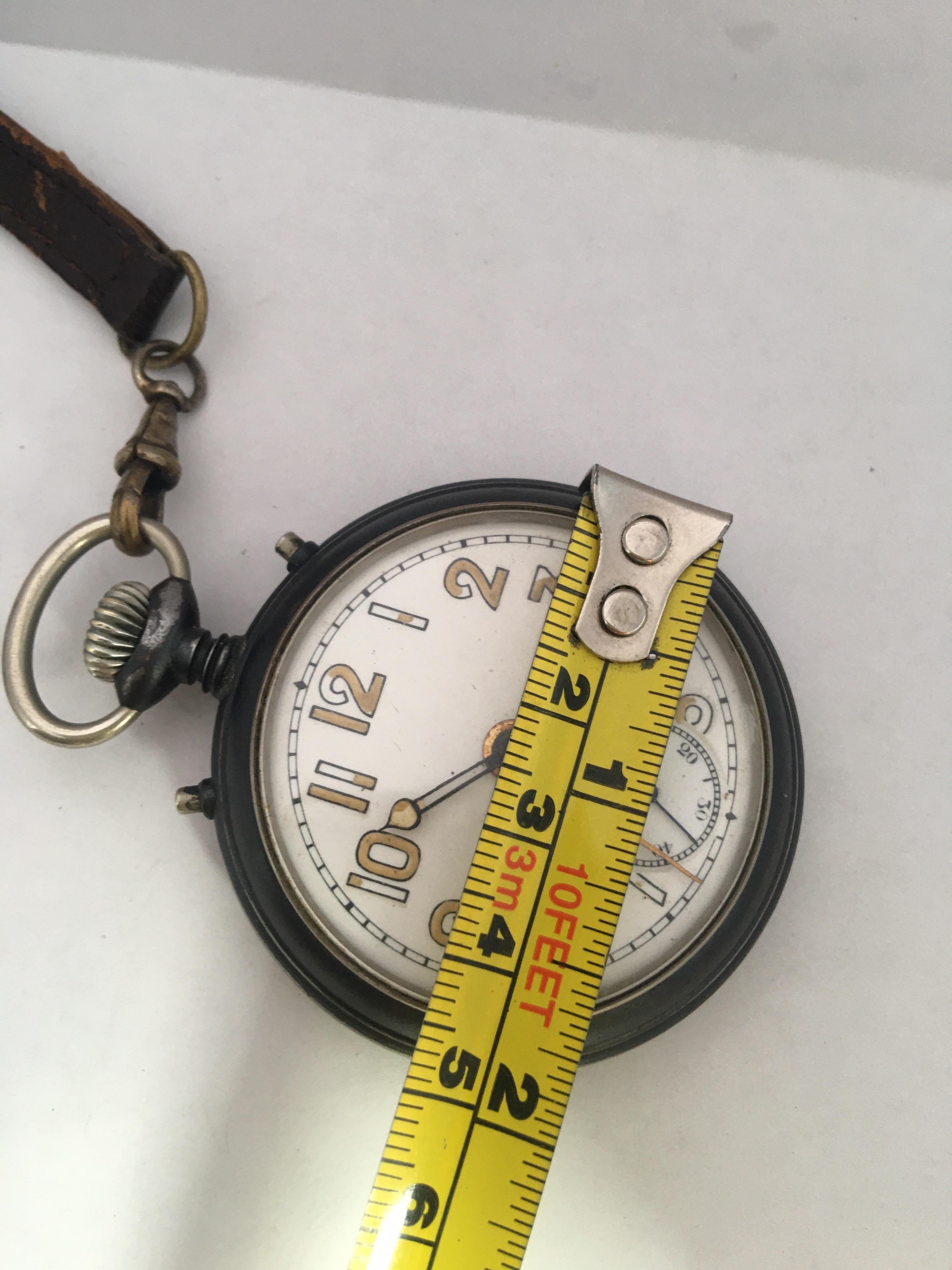 Antique Gunmetal Junghans Mechanical Travel Alarm Clock or Pocket Watch For Sale 2
