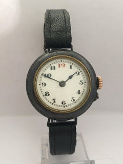 Antique Gunmetal Mechanical Ladies Trench Watch