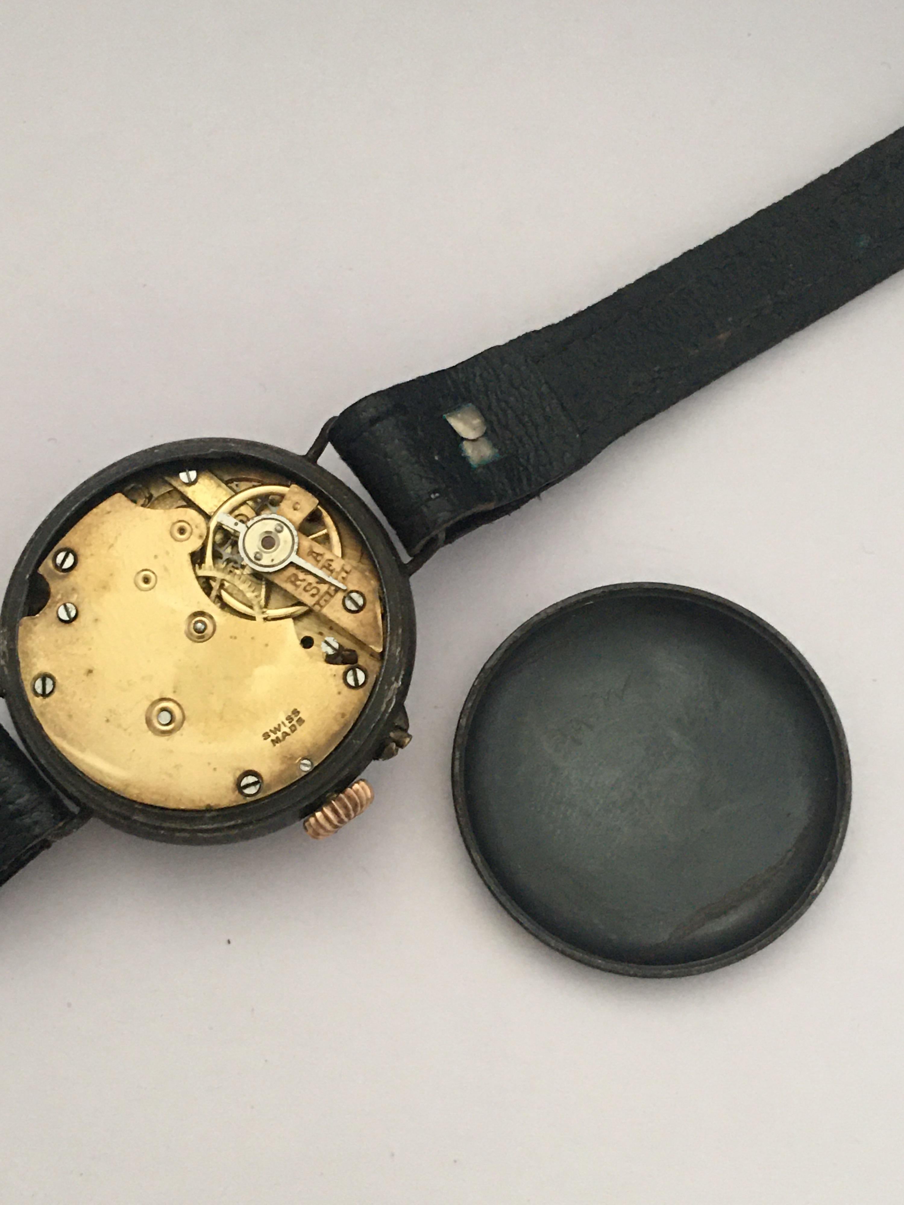 Antique Gunmetal Mechanical Ladies Trench Watch For Sale 2
