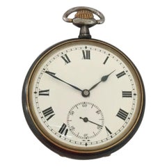 Antique Gunmetal Stem-Wind Pocket Watch