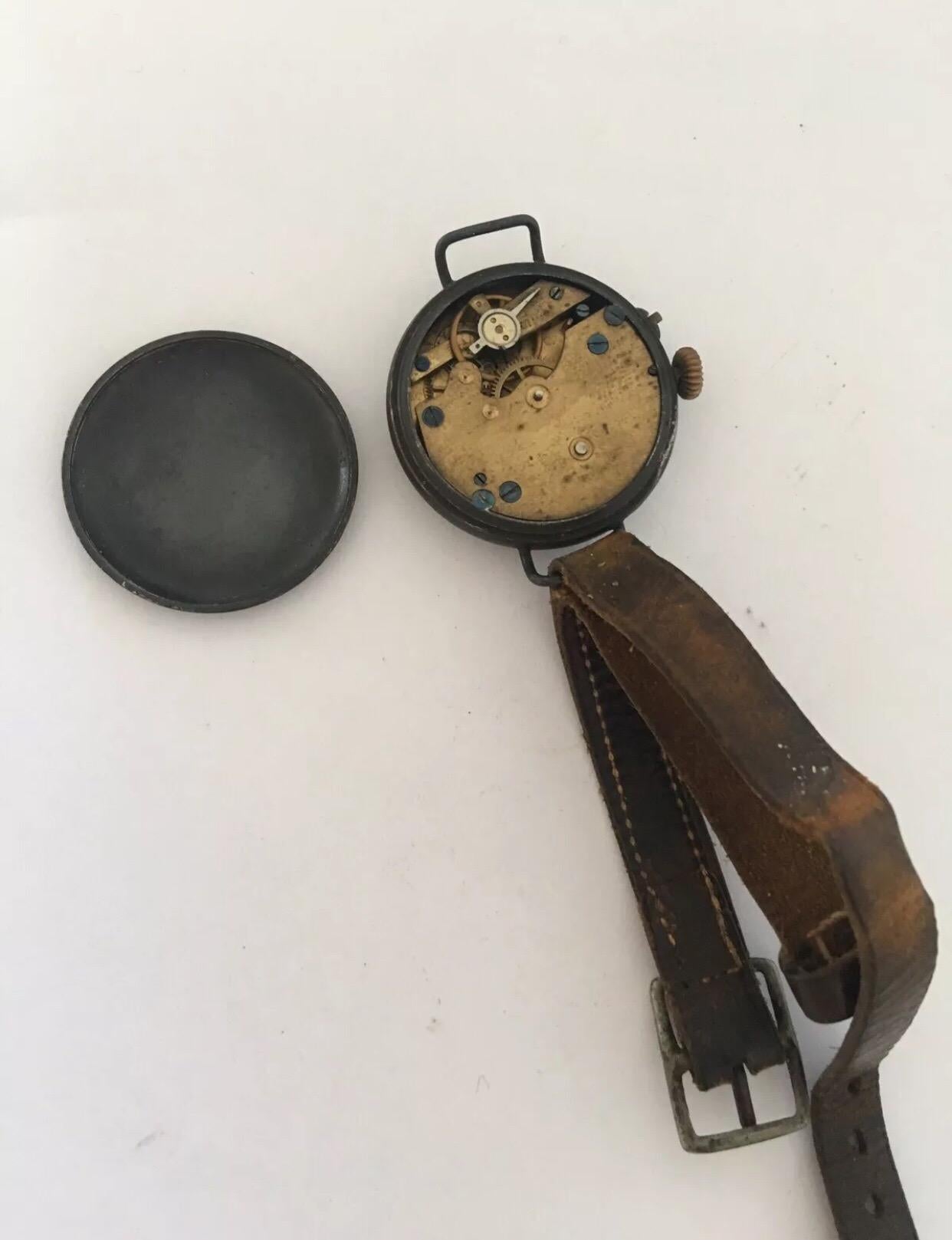 Women's or Men's Antique Gunmetal Trench Watch