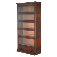 Antigua librería de barrister Gunn Arts & Crafts Five Stack Oak C1920
