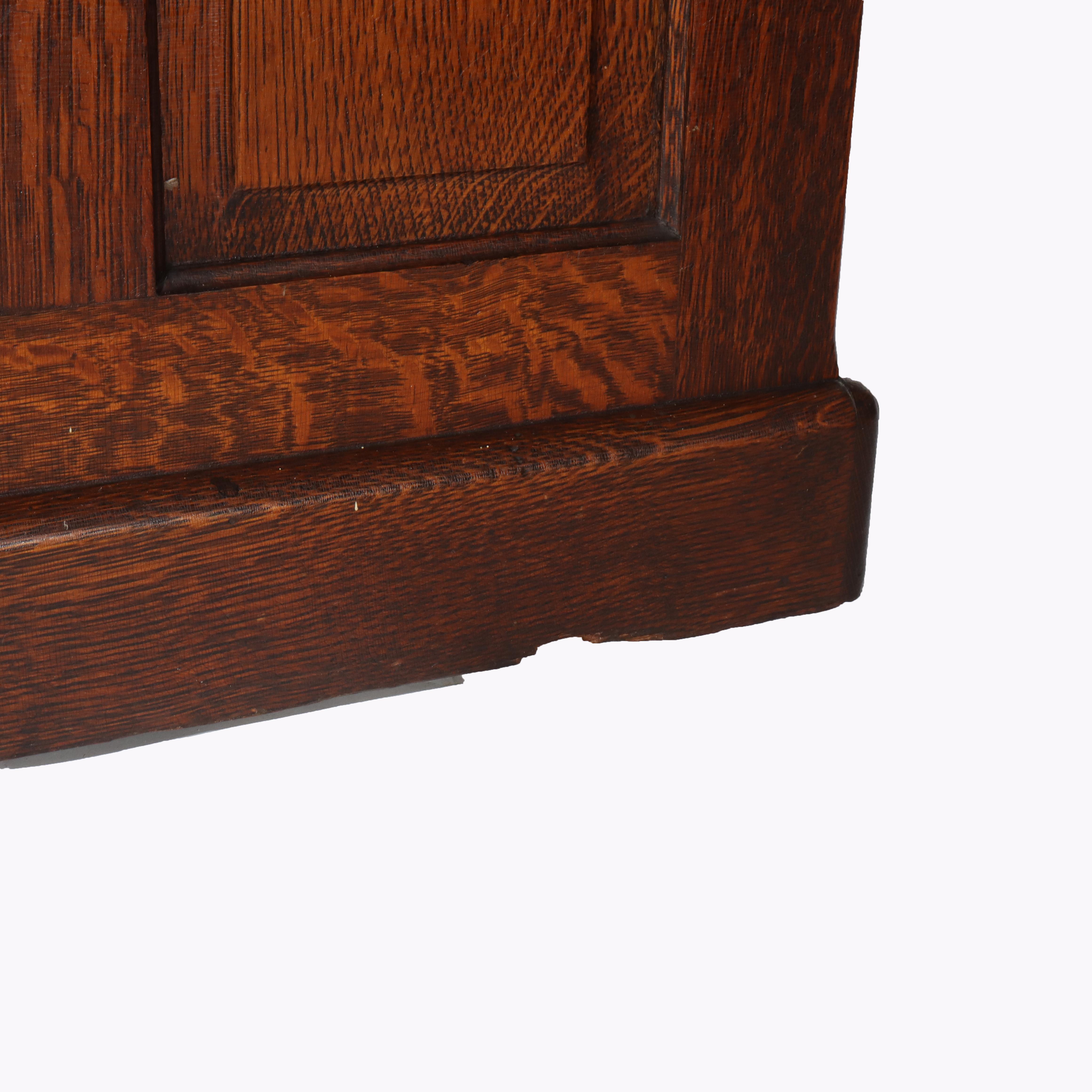 Antike Gunn Möbel Co. Eiche S-Roll Top Paneled Single Pedestal Desk c1900 im Angebot 7